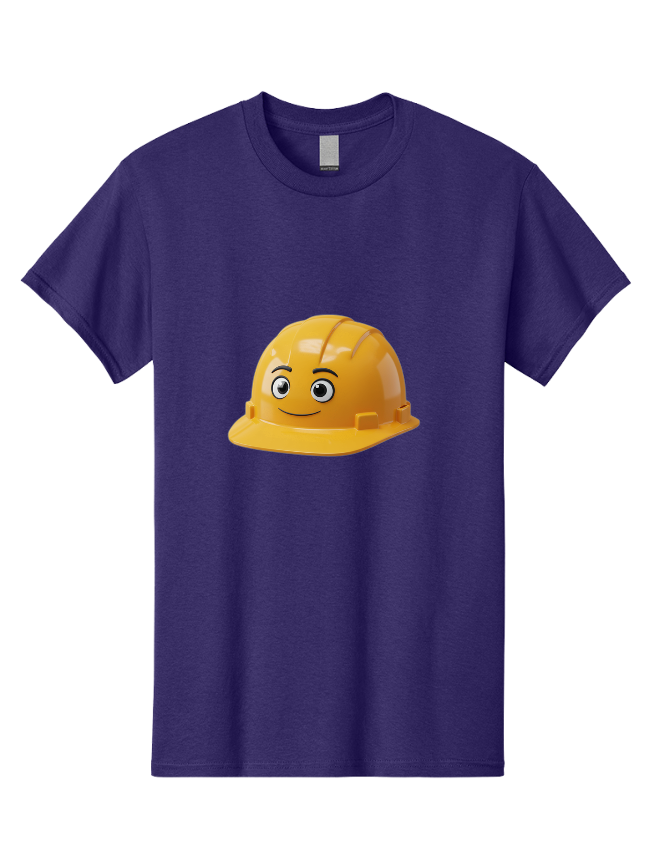 Yellow-Hard-Hat-1 Men'S Graphic Tee, 100% Cotton, Comfortable Casual Summer Wear, Machine Washable, Construction Hard Hat, Safety Helmet, Cartoon Character, Smiling Face, Yellow Plastic, Construction Worker, Protective Gear, Industrial Safety Bad940