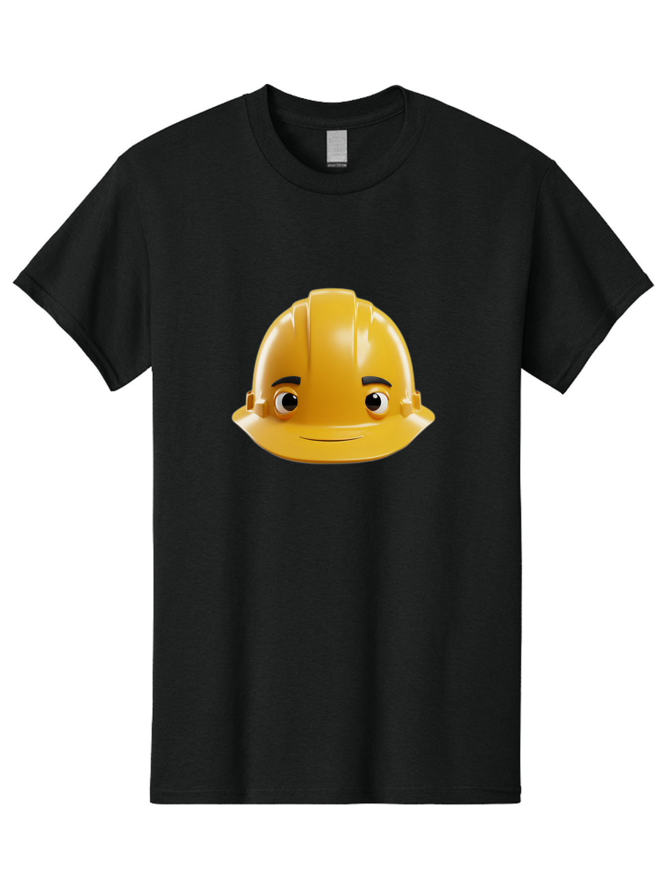 Yellow-Hard-Hat-Emoji Men'S Graphic Tee, 100% Cotton, Comfortable Casual Summer Wear, Machine Washable, Yellow Hard Hat, Cartoon Face, Construction Worker, Safety Helmet, Smiling Character, Yellow Emoji, Workplace Safety, Character Design Bad942