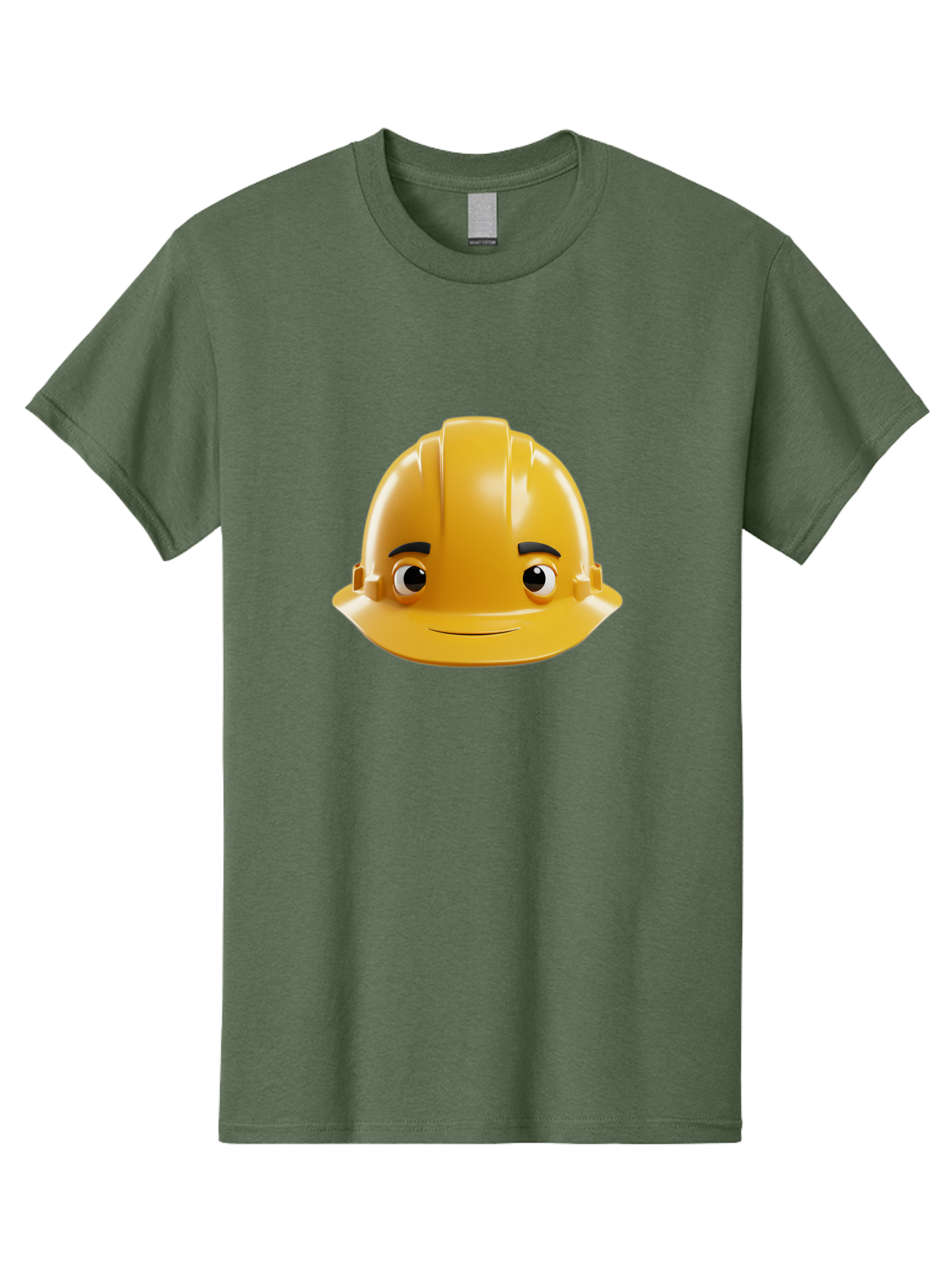 Yellow-Hard-Hat-Emoji Men'S Graphic Tee, 100% Cotton, Comfortable Casual Summer Wear, Machine Washable, Yellow Hard Hat, Cartoon Face, Construction Worker, Safety Helmet, Smiling Character, Yellow Emoji, Workplace Safety, Character Design Bad942
