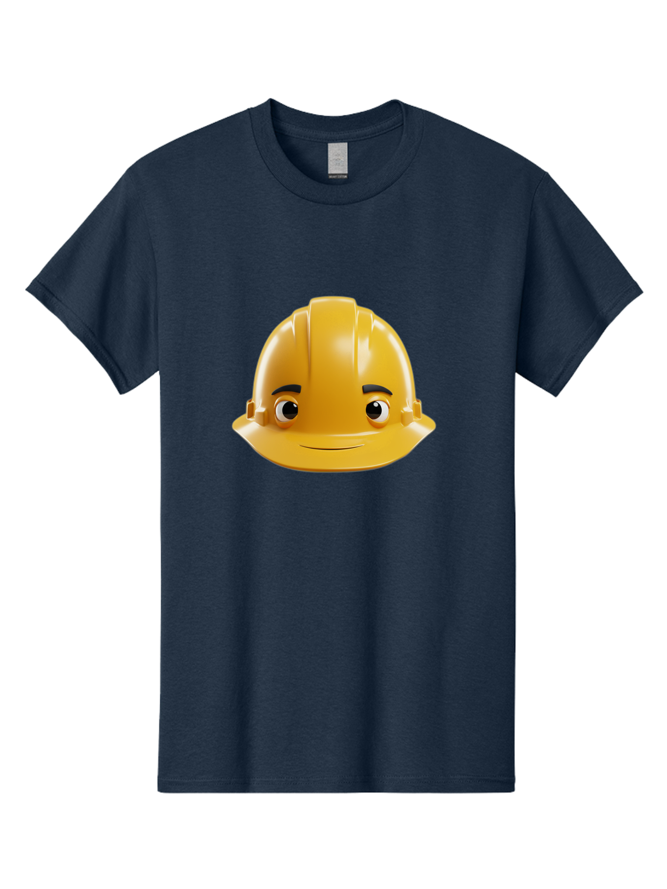 Yellow-Hard-Hat-Emoji Men'S Graphic Tee, 100% Cotton, Comfortable Casual Summer Wear, Machine Washable, Yellow Hard Hat, Cartoon Face, Construction Worker, Safety Helmet, Smiling Character, Yellow Emoji, Workplace Safety, Character Design Bad942