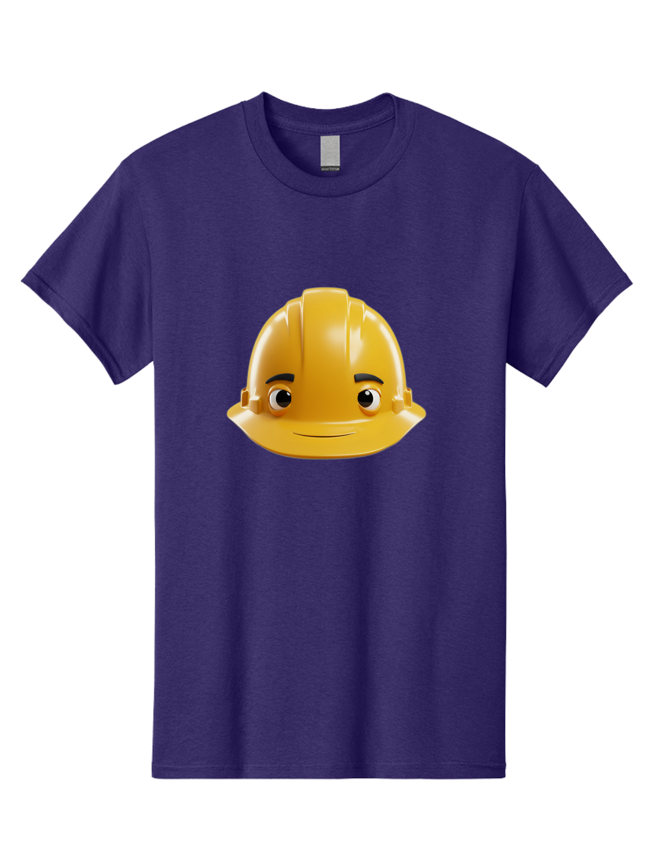 Yellow-Hard-Hat-Emoji Men'S Graphic Tee, 100% Cotton, Comfortable Casual Summer Wear, Machine Washable, Yellow Hard Hat, Cartoon Face, Construction Worker, Safety Helmet, Smiling Character, Yellow Emoji, Workplace Safety, Character Design Bad942