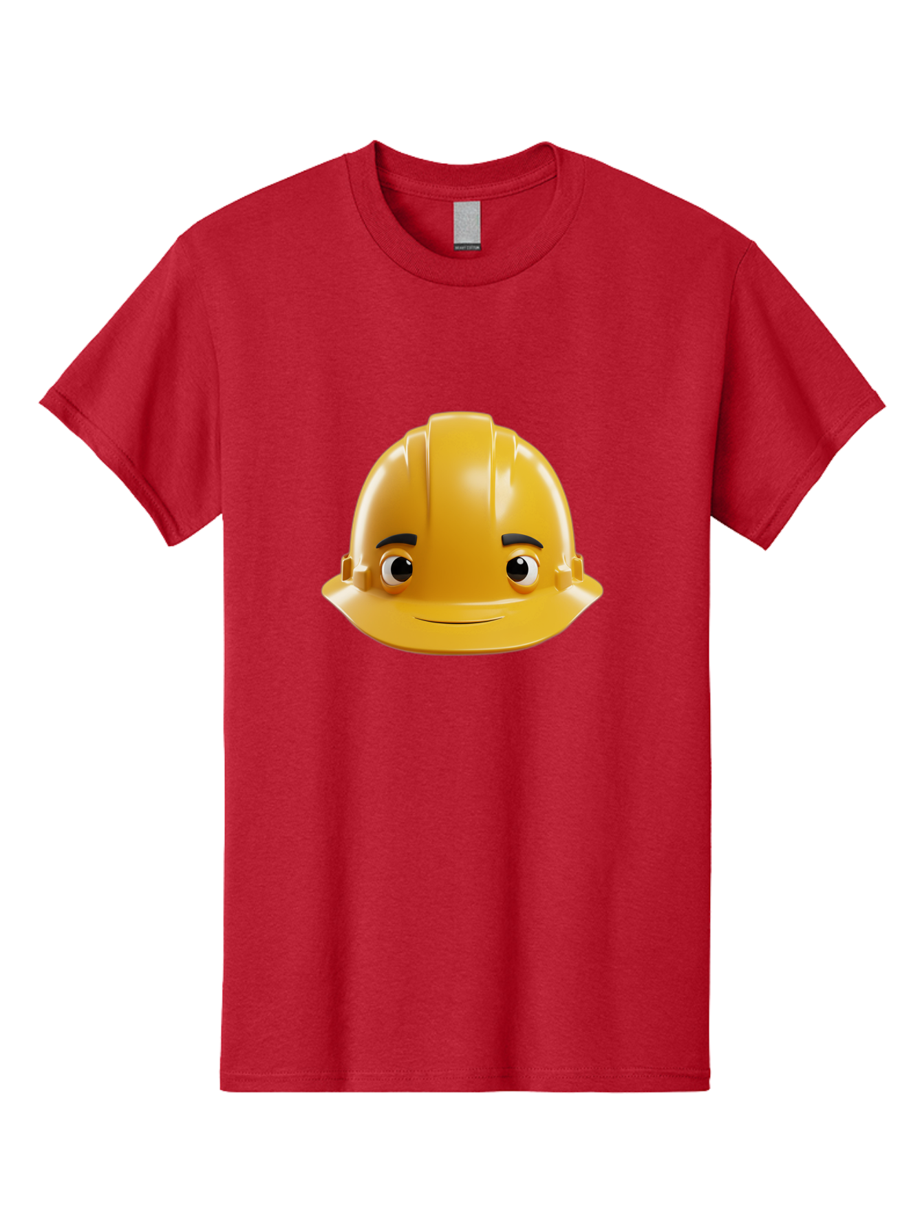 Yellow-Hard-Hat-Emoji Men'S Graphic Tee, 100% Cotton, Comfortable Casual Summer Wear, Machine Washable, Yellow Hard Hat, Cartoon Face, Construction Worker, Safety Helmet, Smiling Character, Yellow Emoji, Workplace Safety, Character Design Bad942