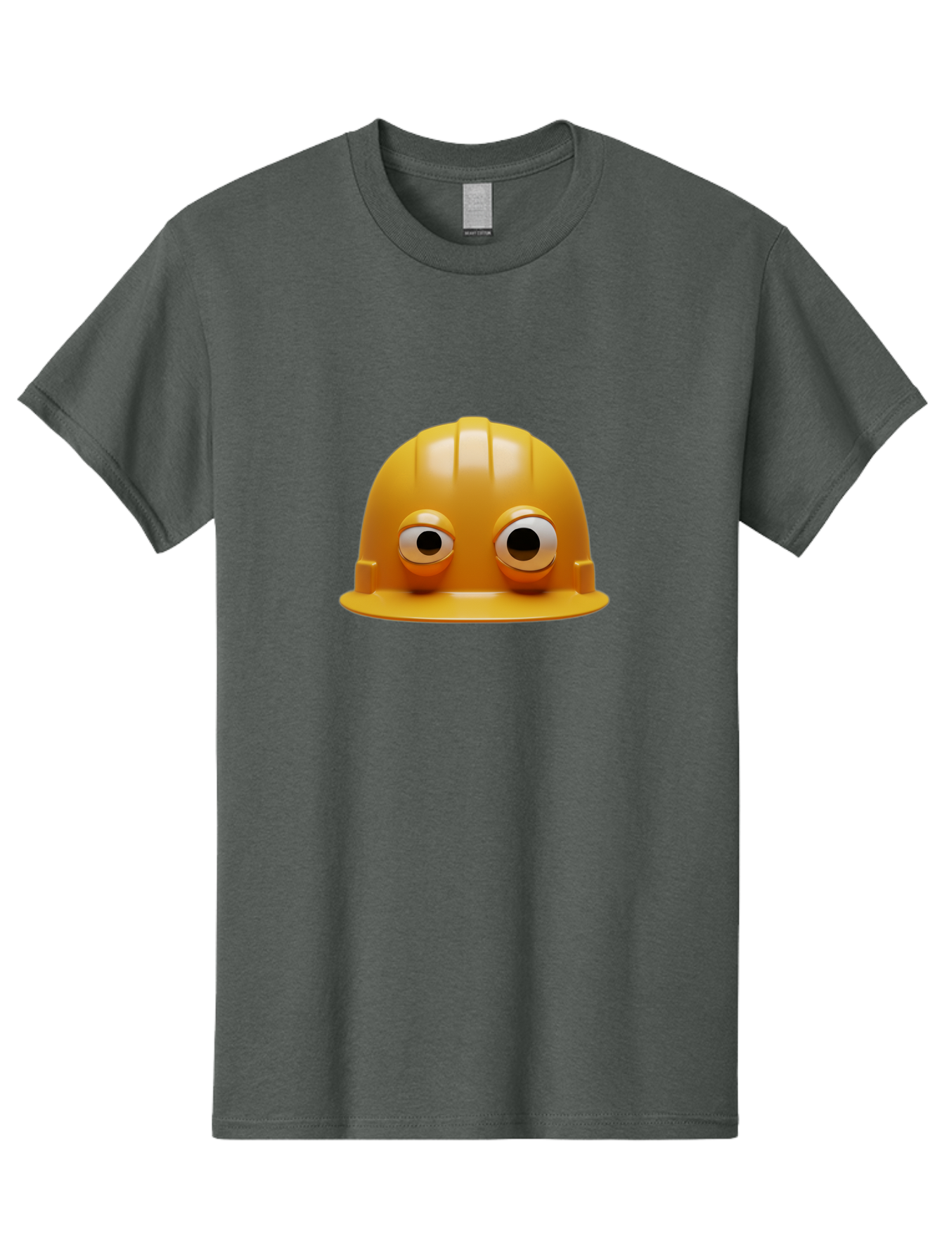 Yellow-Hardhat Men'S Graphic Tee, 100% Cotton, Comfortable Casual Summer Wear, Machine Washable, Safety Hardhat, Yellow Helmet, Funny Construction Hat, Cartoon Character, Comedic Element, Construction Worker Symbol, Quirky Illustration, Bad944