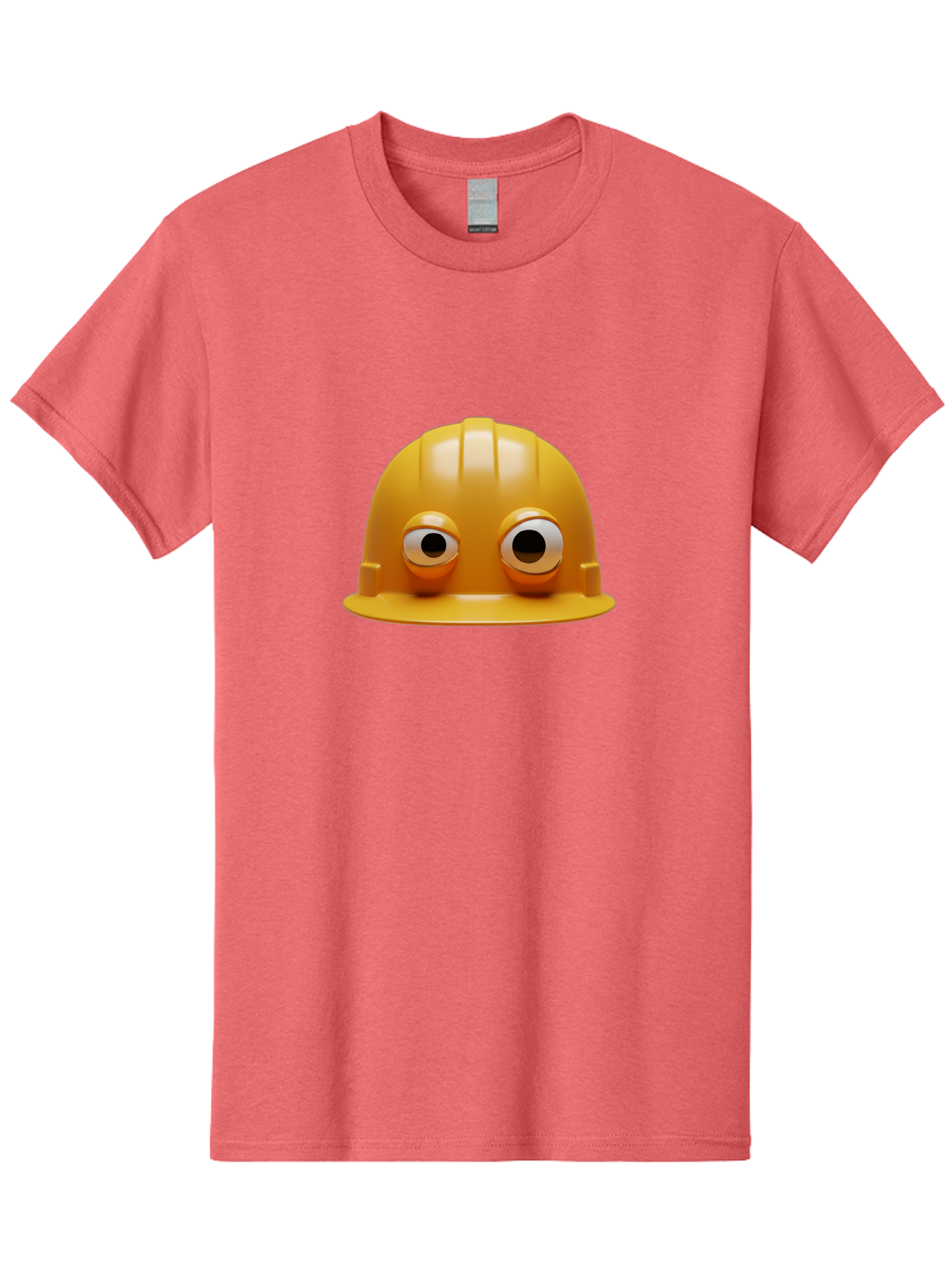 Yellow-Hardhat Men'S Graphic Tee, 100% Cotton, Comfortable Casual Summer Wear, Machine Washable, Safety Hardhat, Yellow Helmet, Funny Construction Hat, Cartoon Character, Comedic Element, Construction Worker Symbol, Quirky Illustration, Bad944