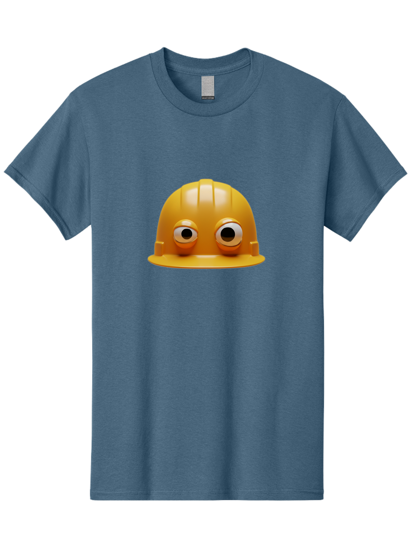 Yellow-Hardhat Men'S Graphic Tee, 100% Cotton, Comfortable Casual Summer Wear, Machine Washable, Safety Hardhat, Yellow Helmet, Funny Construction Hat, Cartoon Character, Comedic Element, Construction Worker Symbol, Quirky Illustration, Bad944