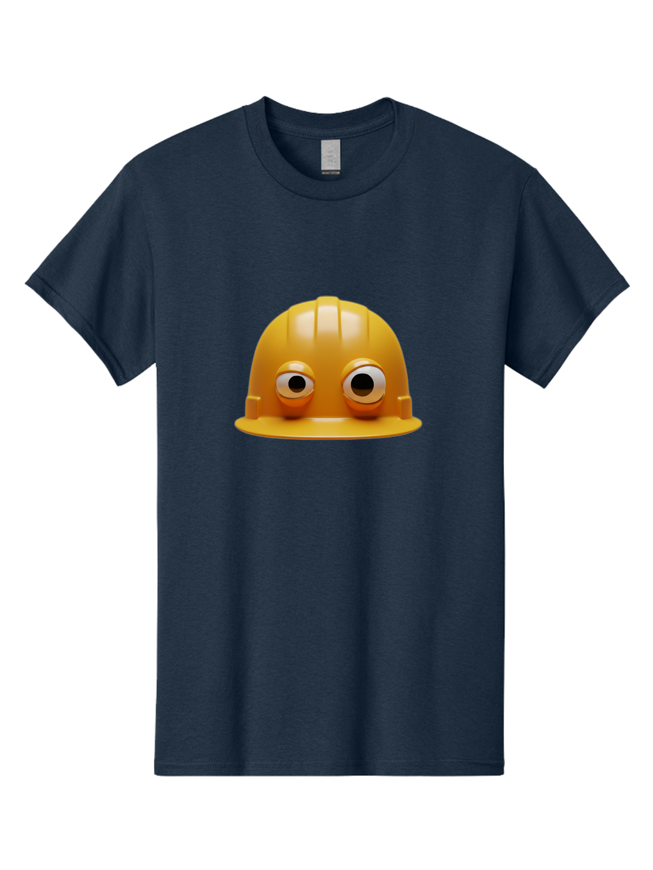Yellow-Hardhat Men'S Graphic Tee, 100% Cotton, Comfortable Casual Summer Wear, Machine Washable, Safety Hardhat, Yellow Helmet, Funny Construction Hat, Cartoon Character, Comedic Element, Construction Worker Symbol, Quirky Illustration, Bad944