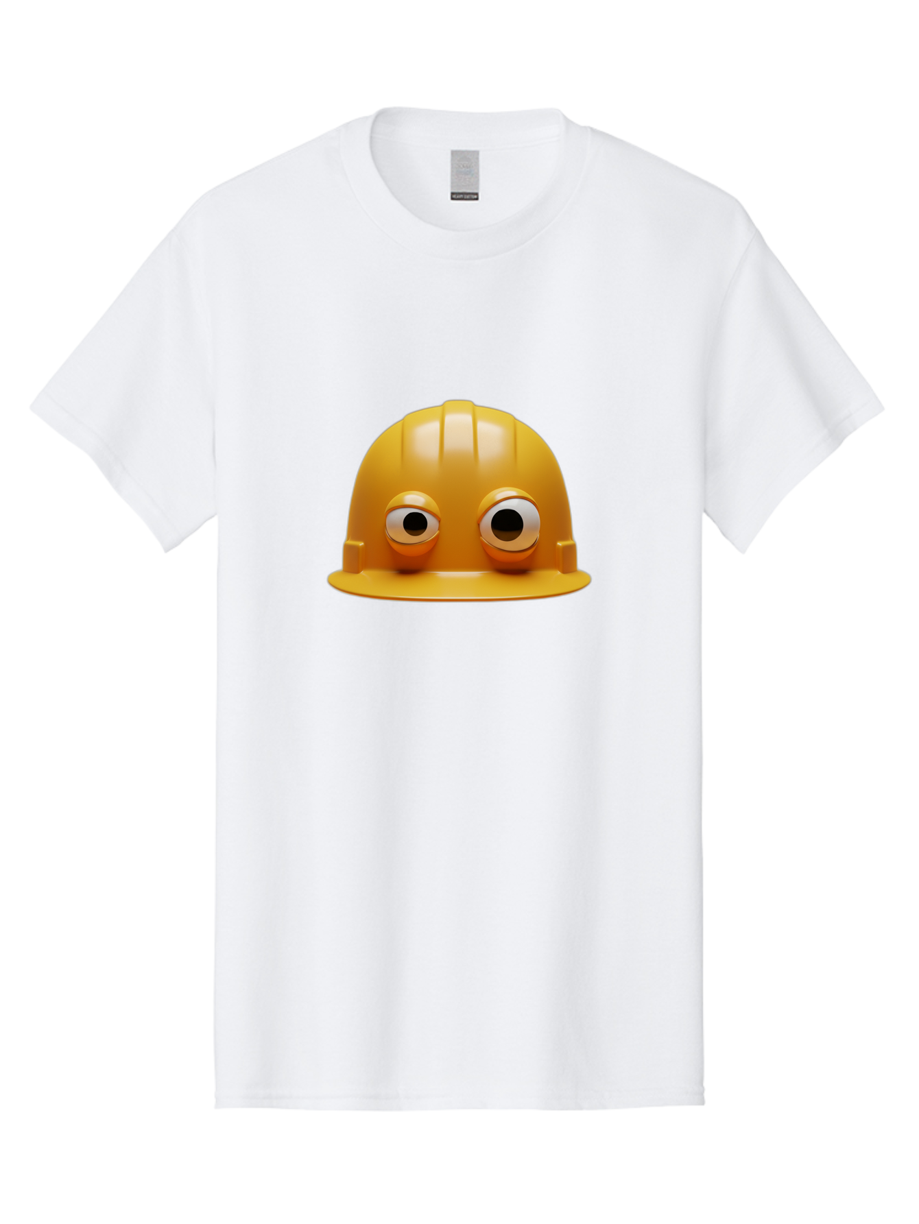 Yellow-Hardhat Men'S Graphic Tee, 100% Cotton, Comfortable Casual Summer Wear, Machine Washable, Safety Hardhat, Yellow Helmet, Funny Construction Hat, Cartoon Character, Comedic Element, Construction Worker Symbol, Quirky Illustration, Bad944