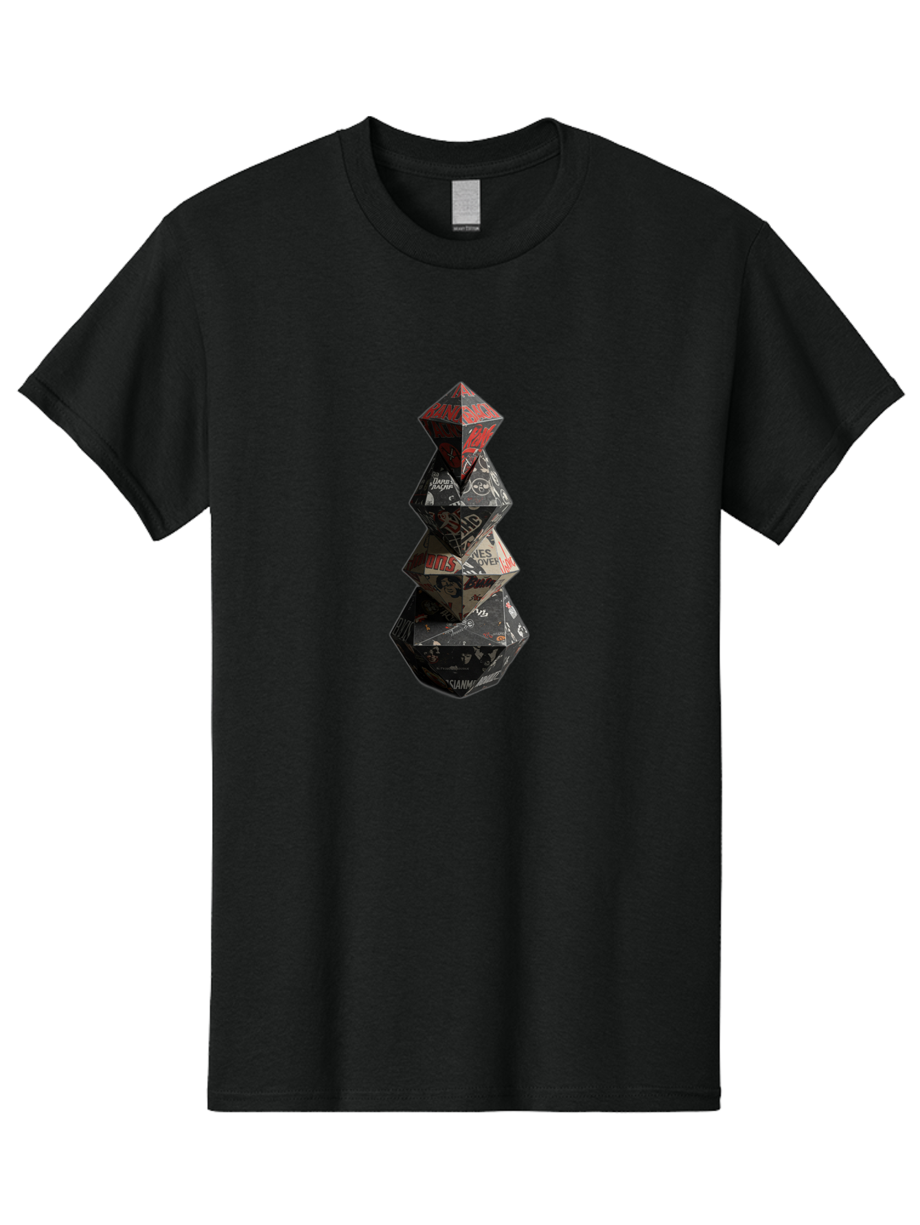 Yves-Saint-Laurent-Christmas-Tree Men'S Graphic Tee, 100% Cotton, Comfortable Casual Summer Wear, Machine Washable, Paper Art, Origami Tree, Geometric Shapes, Red And Black Design, Thank You, Handmade, 3D Art, Intricate Details, Bad947