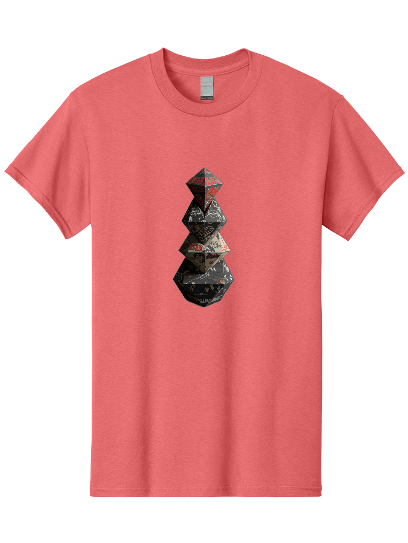 Yves-Saint-Laurent-Christmas-Tree Men'S Graphic Tee, 100% Cotton, Comfortable Casual Summer Wear, Machine Washable, Paper Art, Origami Tree, Geometric Shapes, Red And Black Design, Thank You, Handmade, 3D Art, Intricate Details, Bad947