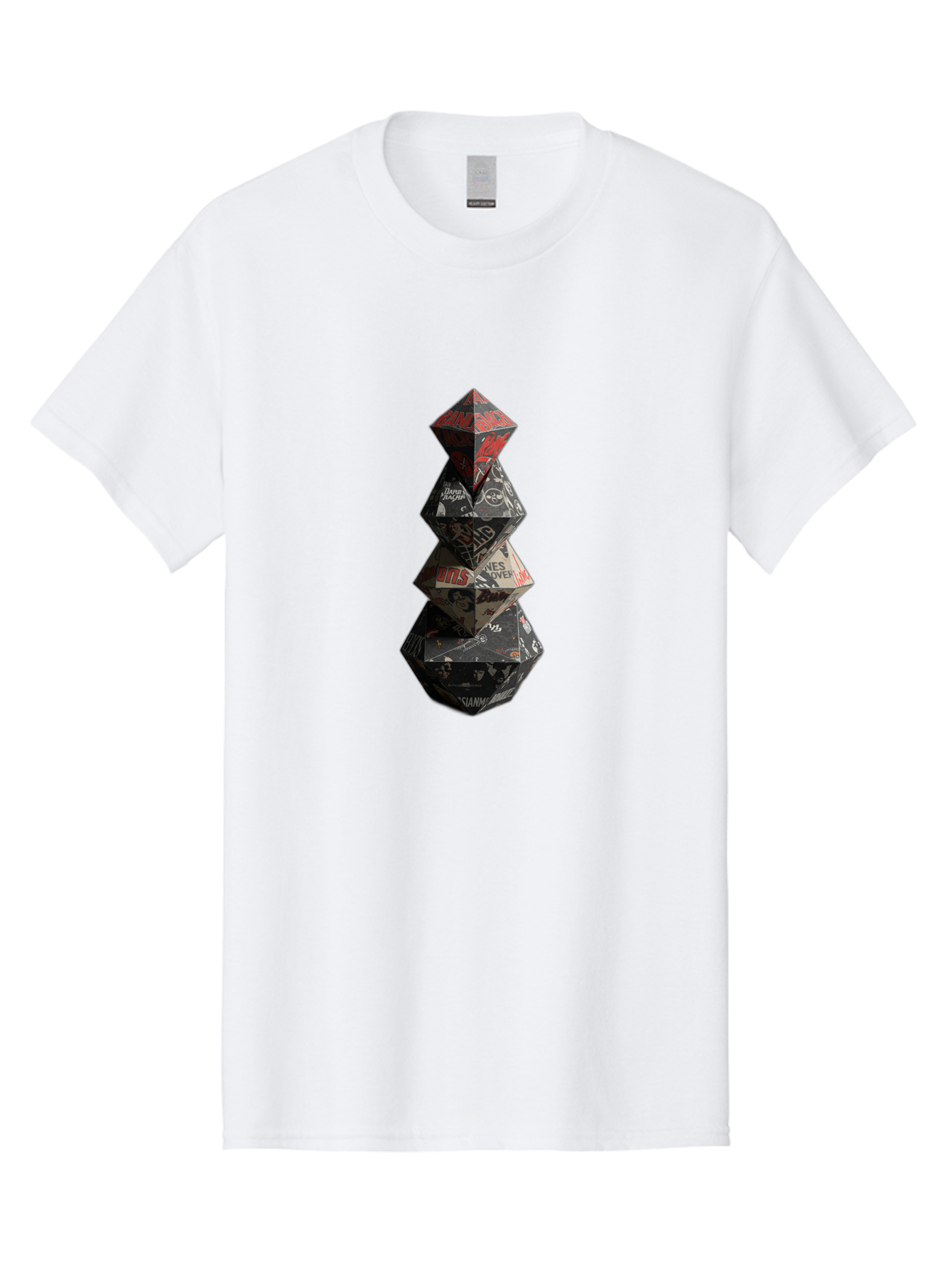 Yves-Saint-Laurent-Christmas-Tree Men'S Graphic Tee, 100% Cotton, Comfortable Casual Summer Wear, Machine Washable, Paper Art, Origami Tree, Geometric Shapes, Red And Black Design, Thank You, Handmade, 3D Art, Intricate Details, Bad947