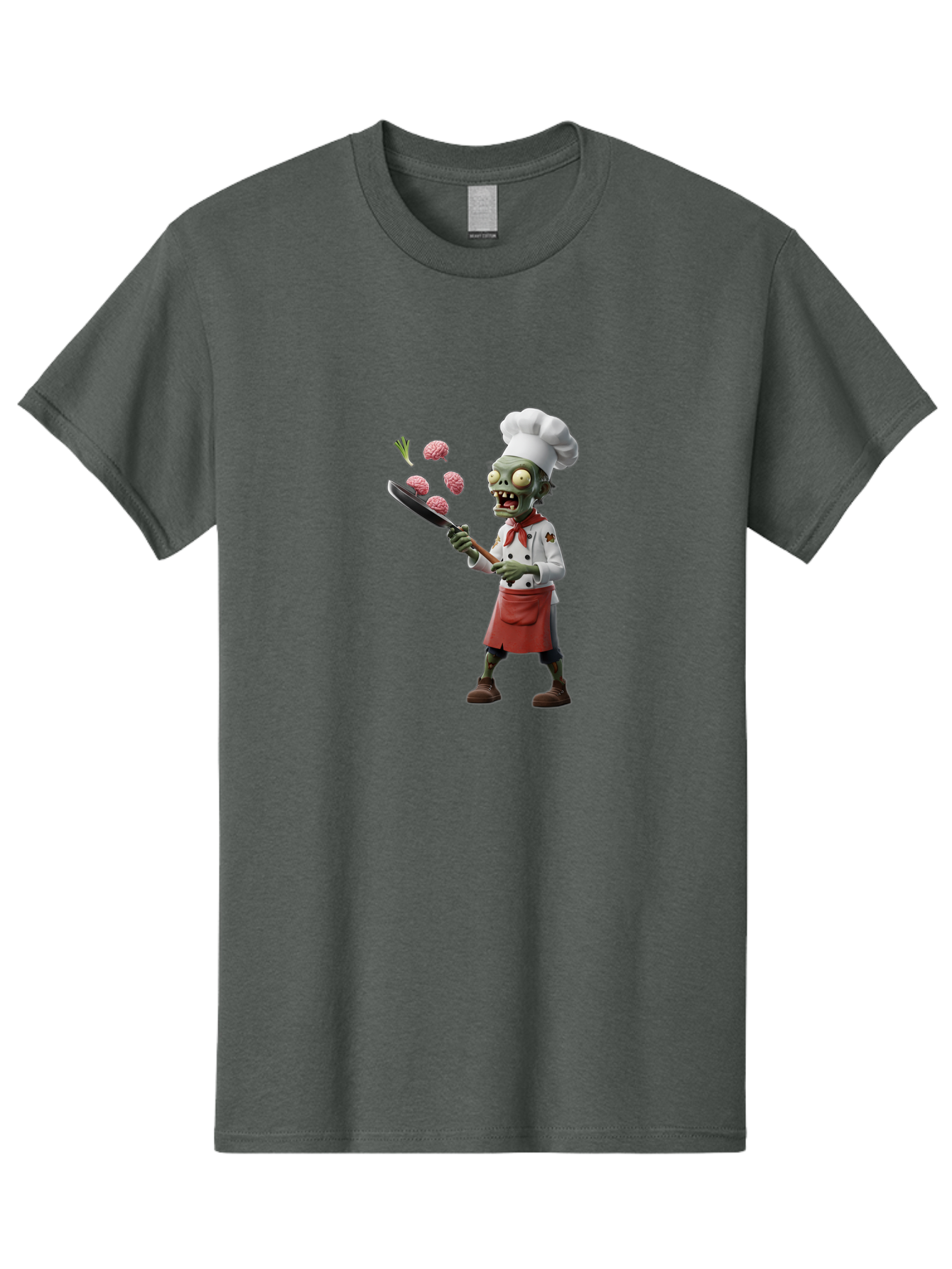 Zombie-Chef Men'S Graphic Tee, 100% Cotton, Comfortable Casual Summer Wear, Machine Washable, Zombie Chef Cooking Brains, Undead Culinary Delights, Spooky Kitchen Scene, Brain Cuisine, Horror Cooking, Creepy Chef, Zombie Cooking Show Bad948