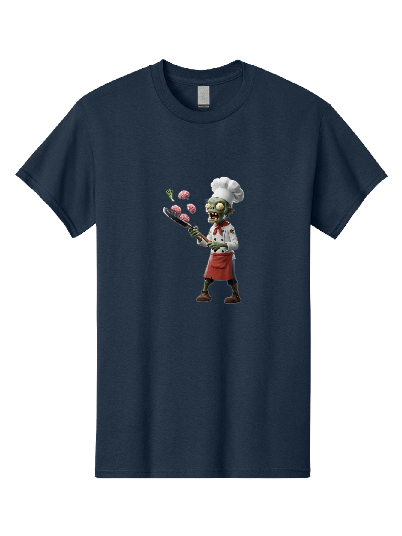 Zombie-Chef Men'S Graphic Tee, 100% Cotton, Comfortable Casual Summer Wear, Machine Washable, Zombie Chef Cooking Brains, Undead Culinary Delights, Spooky Kitchen Scene, Brain Cuisine, Horror Cooking, Creepy Chef, Zombie Cooking Show Bad948
