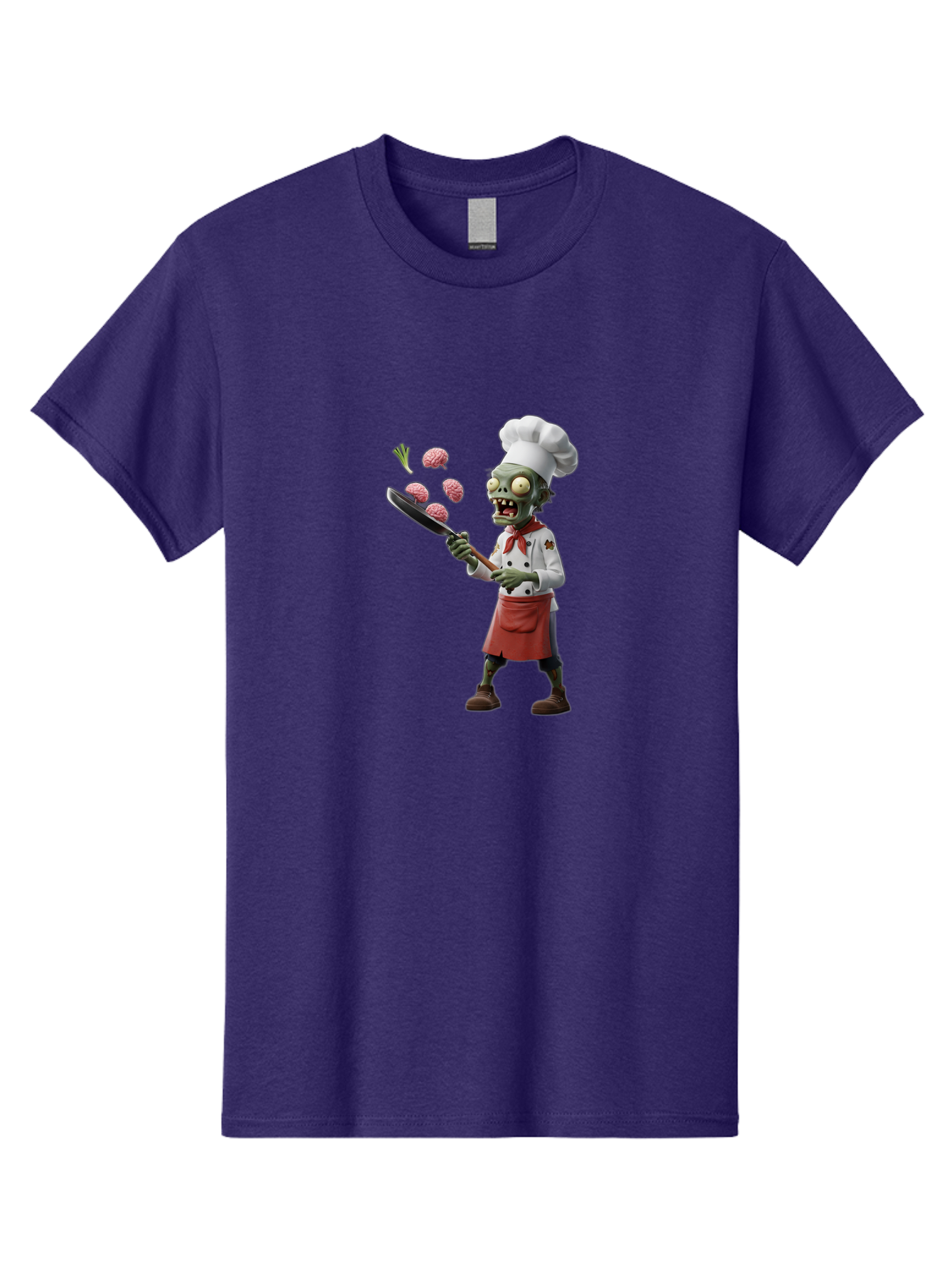Zombie-Chef Men'S Graphic Tee, 100% Cotton, Comfortable Casual Summer Wear, Machine Washable, Zombie Chef Cooking Brains, Undead Culinary Delights, Spooky Kitchen Scene, Brain Cuisine, Horror Cooking, Creepy Chef, Zombie Cooking Show Bad948