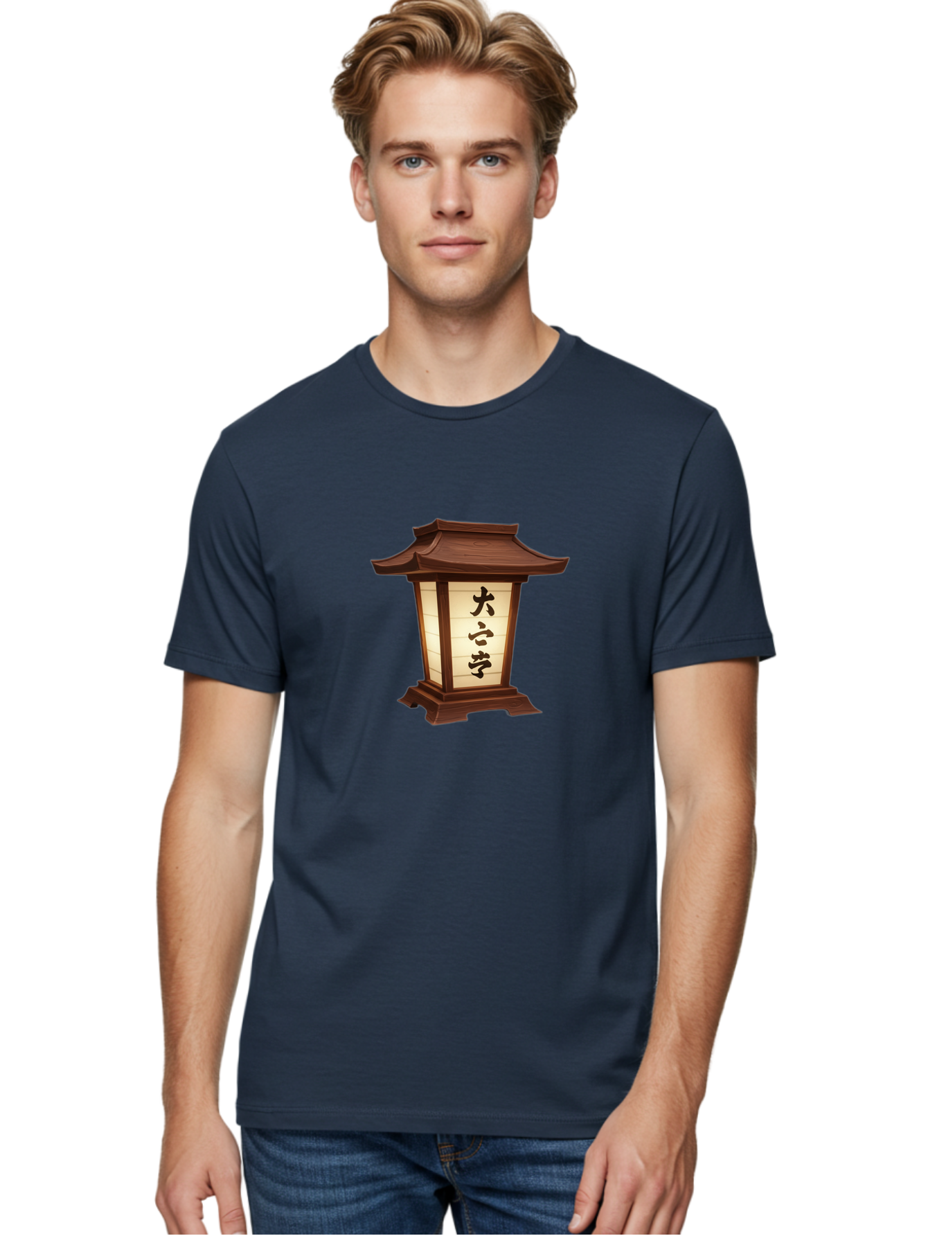 Daxue-Lantern Men'S Graphic Tee, 100% Cotton, Comfortable Casual Summer Wear, Machine Washable, Japanese Lantern, Traditional Lighting, Cultural Symbol, Serene Ambiance, Daxue, Soft Glow, Oriental Design, Peaceful Atmosphere, Lantern Art Bad951