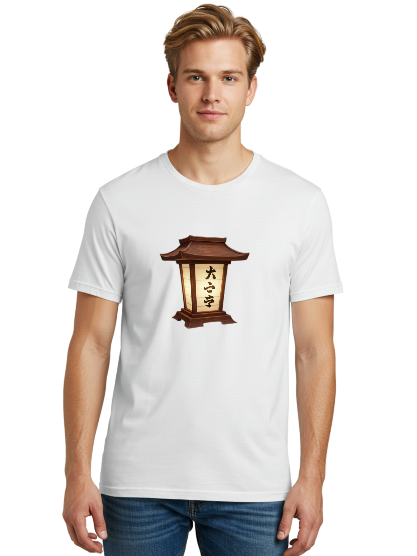Daxue-Lantern Men'S Graphic Tee, 100% Cotton, Comfortable Casual Summer Wear, Machine Washable, Japanese Lantern, Traditional Lighting, Cultural Symbol, Serene Ambiance, Daxue, Soft Glow, Oriental Design, Peaceful Atmosphere, Lantern Art Bad951