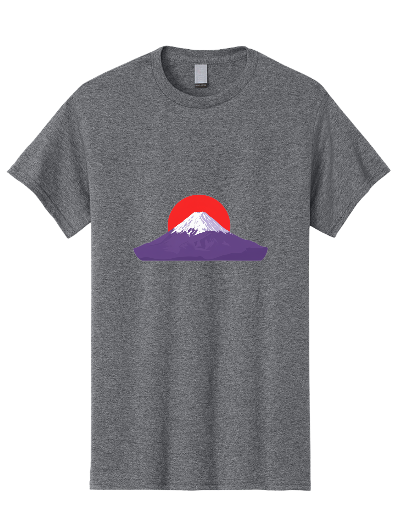 Fuji Men'S Graphic Tee, 100% Cotton, Comfortable Casual Summer Wear, Machine Washable, Mount Fuji Landscape, Red Sun, White Snow, Purple Mountain, Japan Scenery, Minimalist Art, Simple Shapes, Iconic Landmark, Serene Atmosphere, Bad952