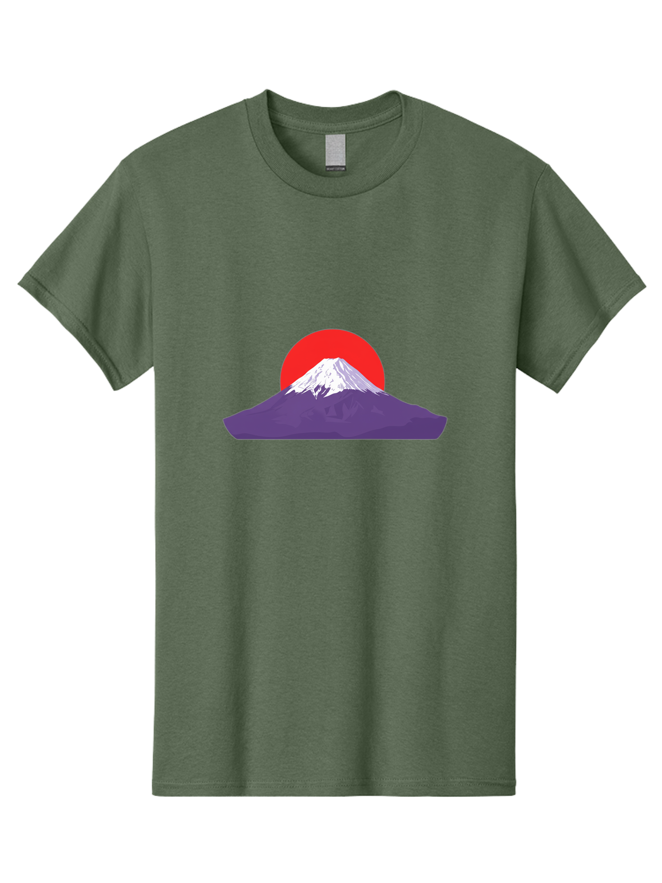 Fuji Men'S Graphic Tee, 100% Cotton, Comfortable Casual Summer Wear, Machine Washable, Mount Fuji Landscape, Red Sun, White Snow, Purple Mountain, Japan Scenery, Minimalist Art, Simple Shapes, Iconic Landmark, Serene Atmosphere, Bad952