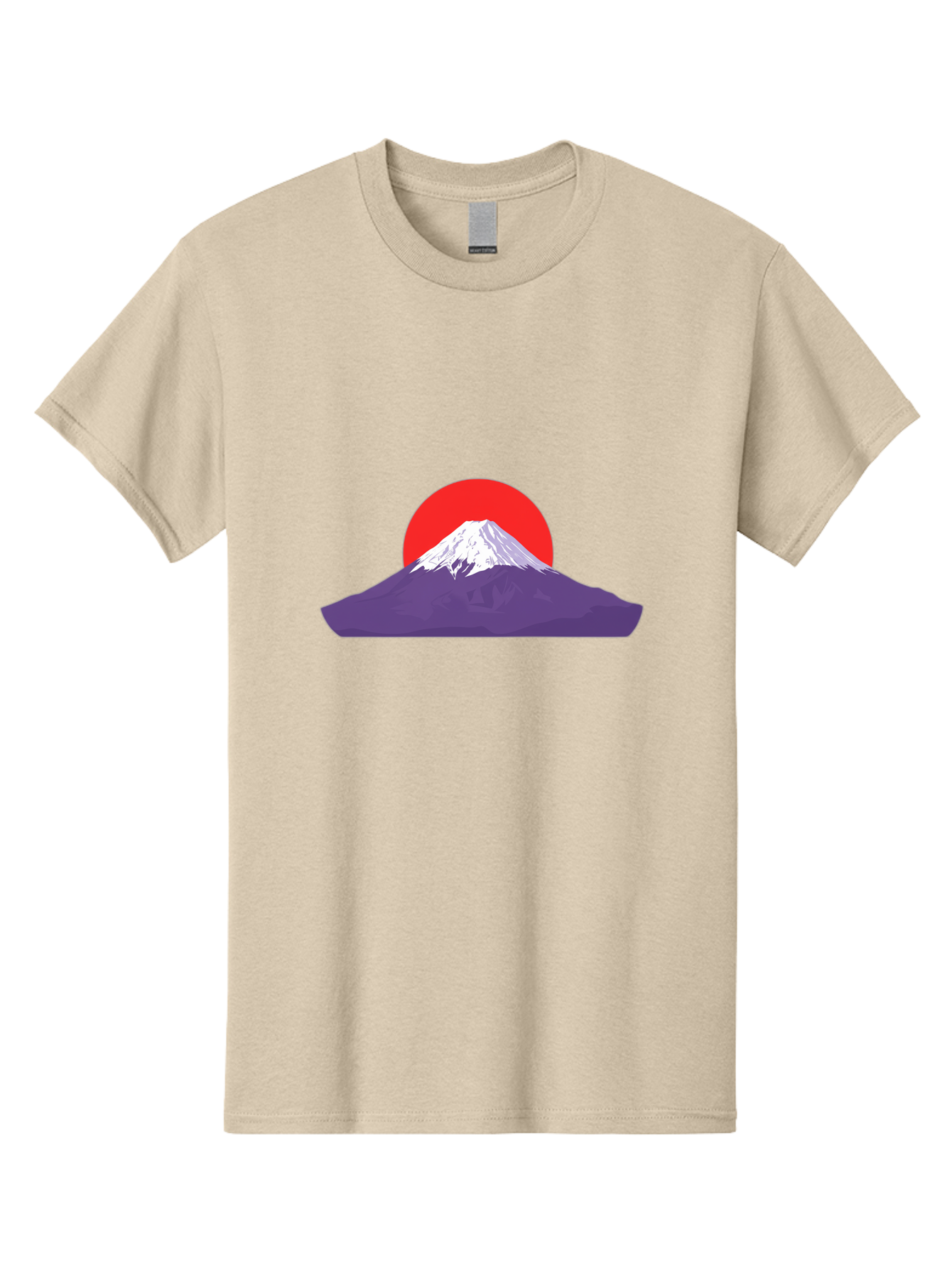 Fuji Men'S Graphic Tee, 100% Cotton, Comfortable Casual Summer Wear, Machine Washable, Mount Fuji Landscape, Red Sun, White Snow, Purple Mountain, Japan Scenery, Minimalist Art, Simple Shapes, Iconic Landmark, Serene Atmosphere, Bad952