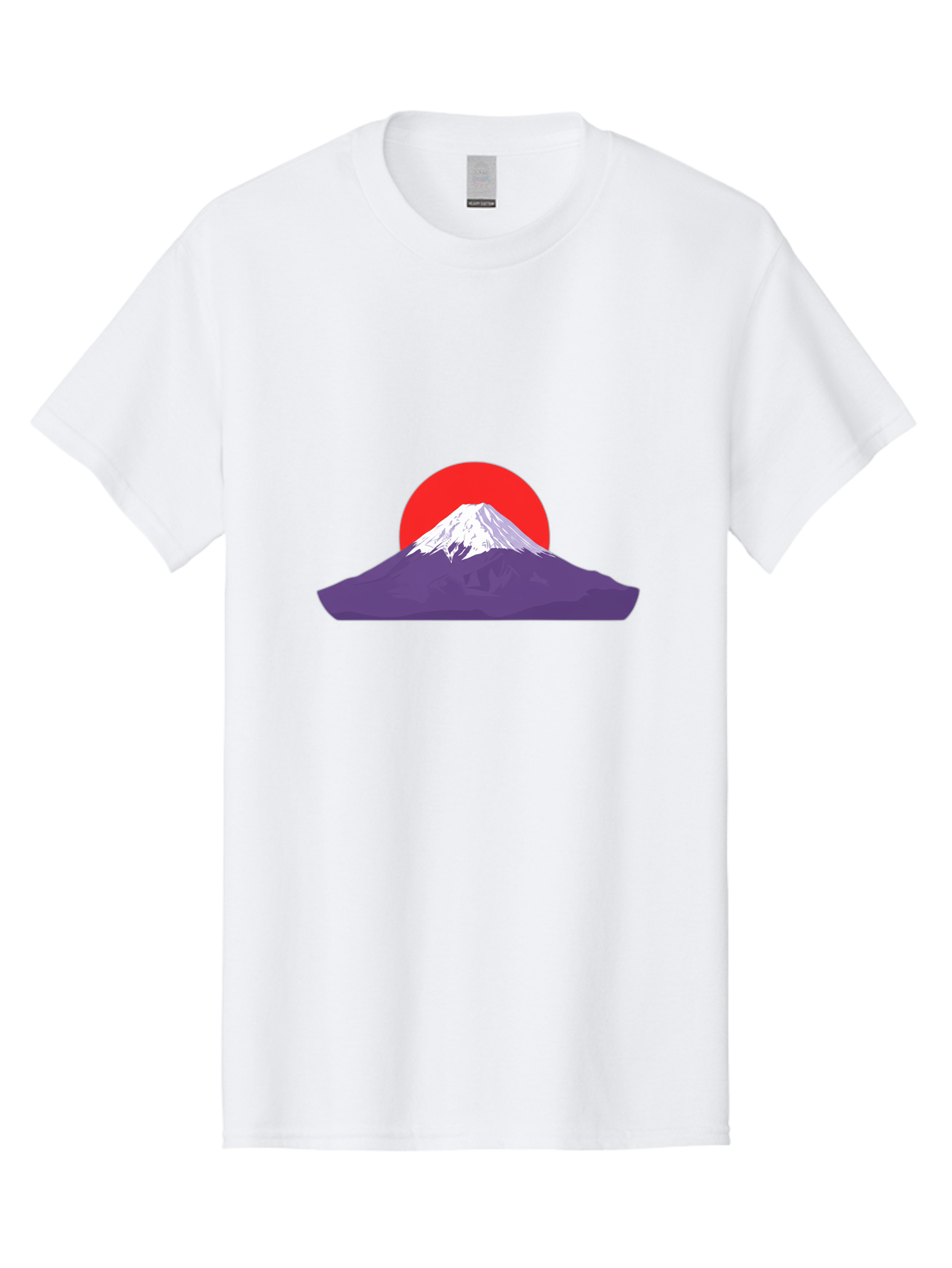 Fuji Men'S Graphic Tee, 100% Cotton, Comfortable Casual Summer Wear, Machine Washable, Mount Fuji Landscape, Red Sun, White Snow, Purple Mountain, Japan Scenery, Minimalist Art, Simple Shapes, Iconic Landmark, Serene Atmosphere, Bad952