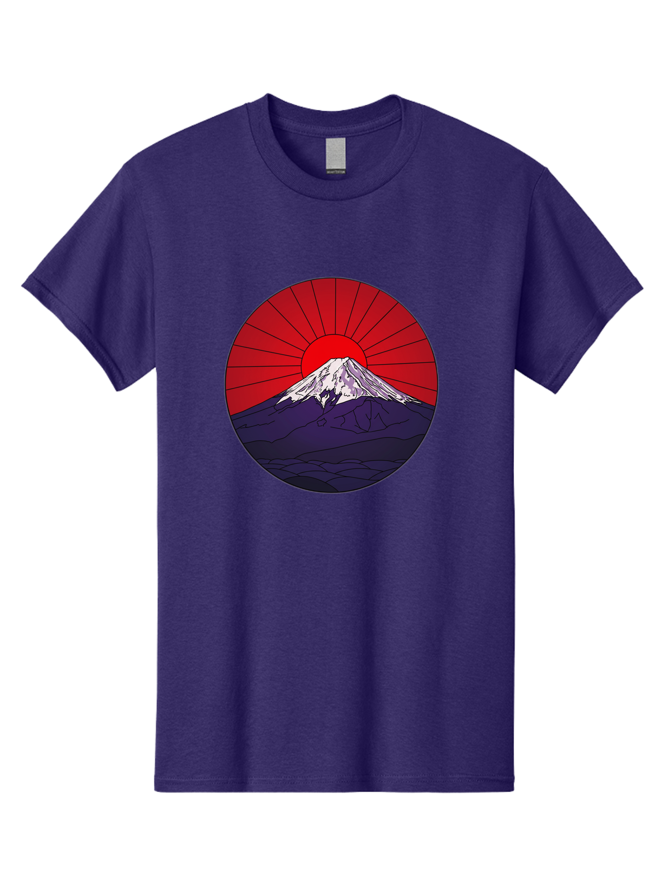 Fujisan Men'S Graphic Tee, 100% Cotton, Comfortable Casual Summer Wear, Machine Washable, Mount Fuji Landscape, Red Sunrise, Iconic Mountain, Japan Scenery, Minimalist Art, Sunrise Over Mountains, Snow-Capped Peak Bad953