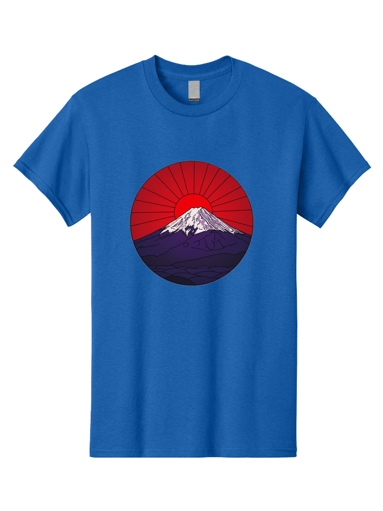 Fujisan Men'S Graphic Tee, 100% Cotton, Comfortable Casual Summer Wear, Machine Washable, Mount Fuji Landscape, Red Sunrise, Iconic Mountain, Japan Scenery, Minimalist Art, Sunrise Over Mountains, Snow-Capped Peak Bad953