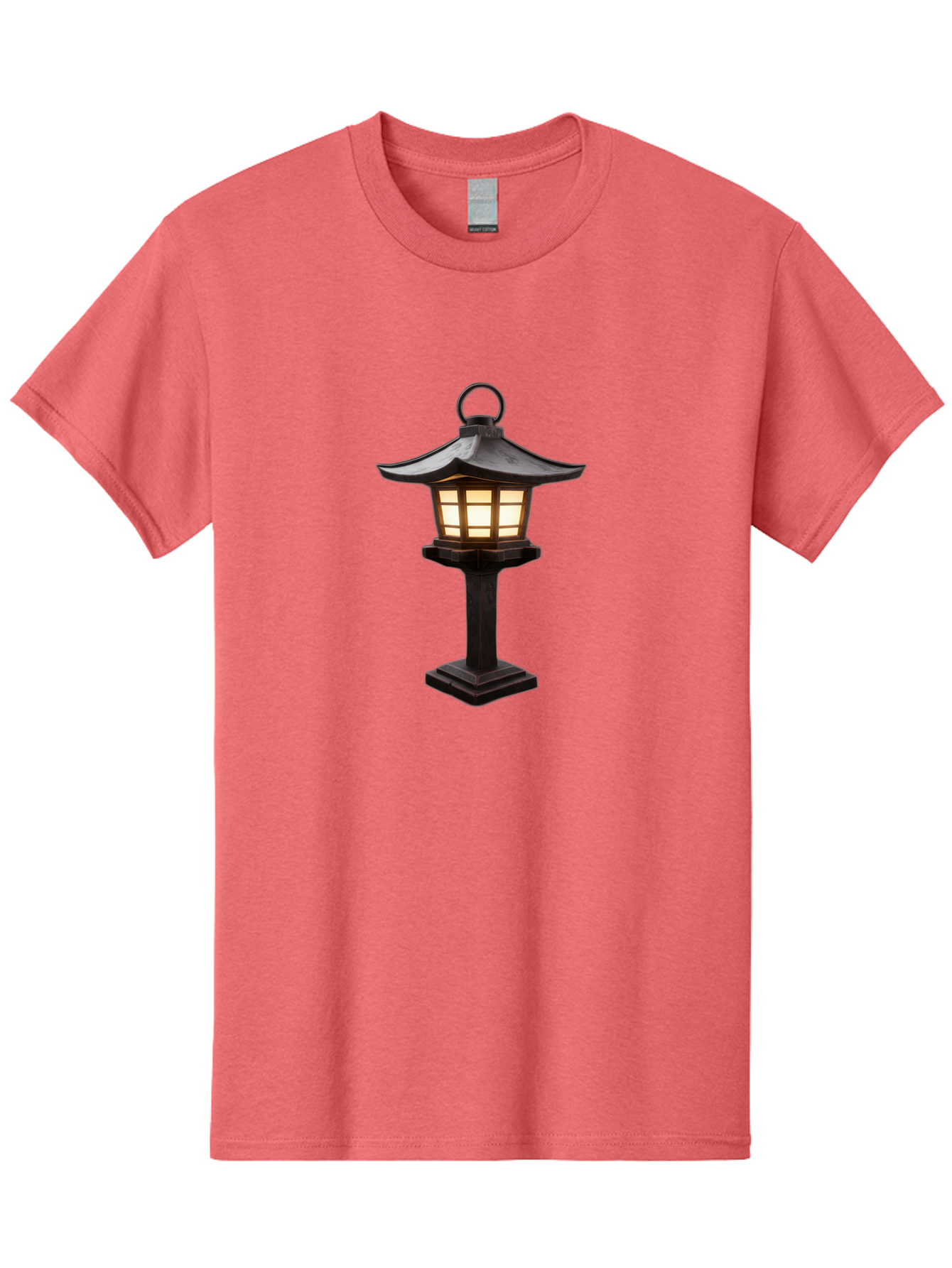 Japanese-Lantern Men'S Graphic Tee, 100% Cotton, Comfortable Casual Summer Wear, Machine Washable, Outdoor Lamp, Japanese Style, Lantern Design, Black Metal, Frosted Glass, Soft Lighting, Garden Decor, Zen Inspiration, Pagoda Roof Bad956