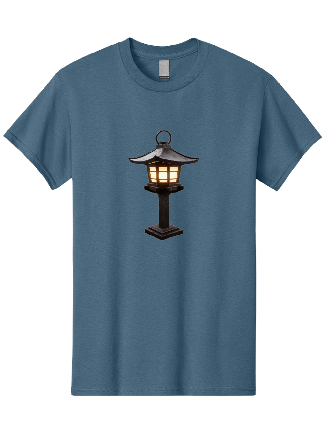 Japanese-Lantern Men'S Graphic Tee, 100% Cotton, Comfortable Casual Summer Wear, Machine Washable, Outdoor Lamp, Japanese Style, Lantern Design, Black Metal, Frosted Glass, Soft Lighting, Garden Decor, Zen Inspiration, Pagoda Roof Bad956