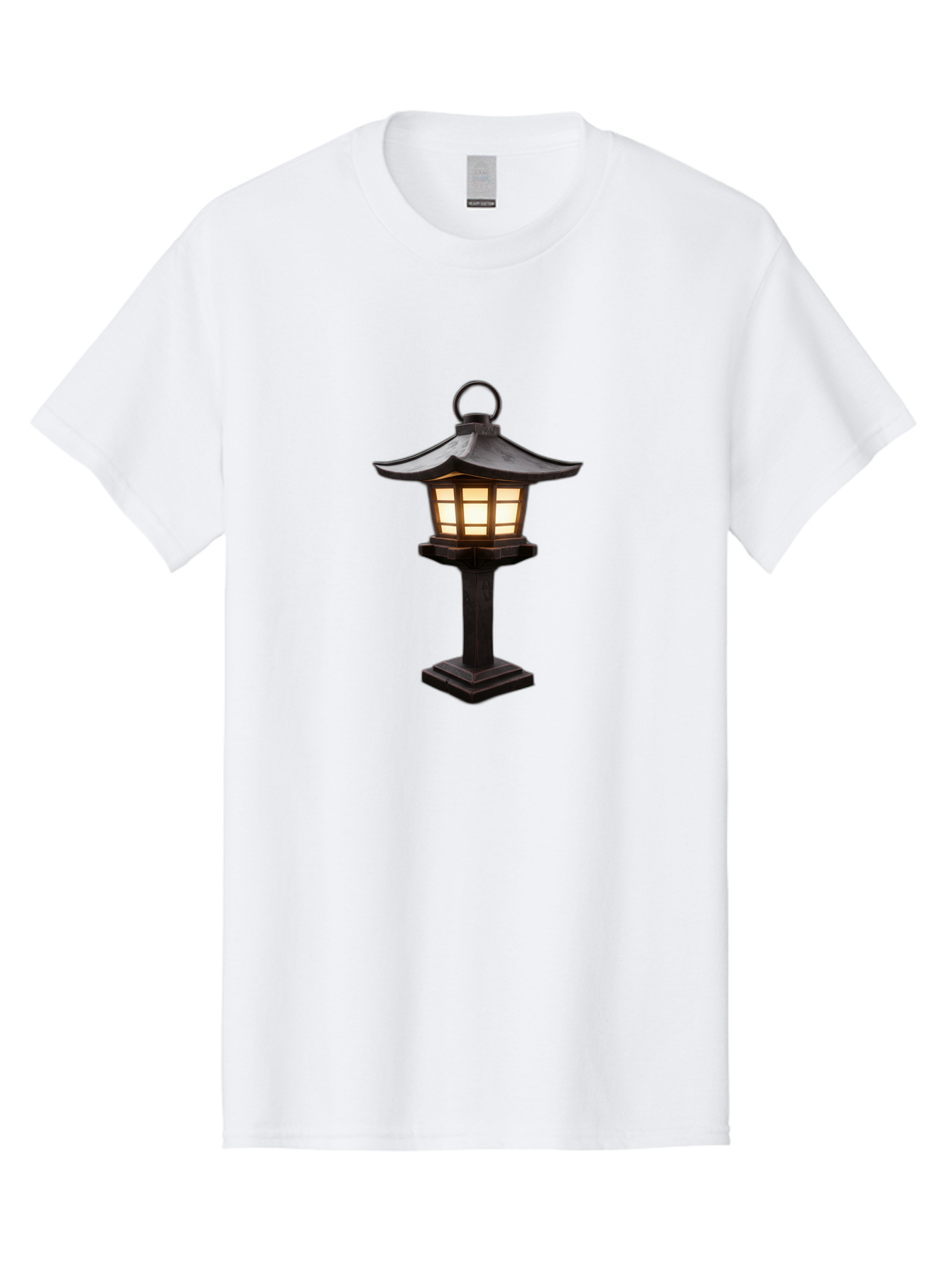 Japanese-Lantern Men'S Graphic Tee, 100% Cotton, Comfortable Casual Summer Wear, Machine Washable, Outdoor Lamp, Japanese Style, Lantern Design, Black Metal, Frosted Glass, Soft Lighting, Garden Decor, Zen Inspiration, Pagoda Roof Bad956