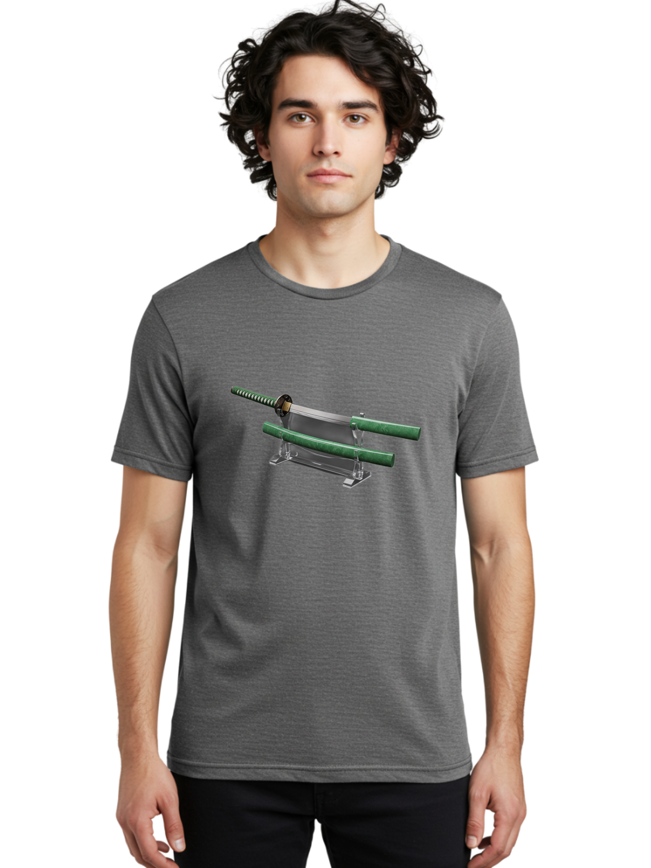 Katana-1 Men'S Graphic Tee, 100% Cotton, Comfortable Casual Summer Wear, Machine Washable, Samurai Sword On Stand, Katana Display, Vintage Swords, Japanese Blade, Traditional Craftsmanship, Sword Art, Historical Warfare, Steel Sword Bad957