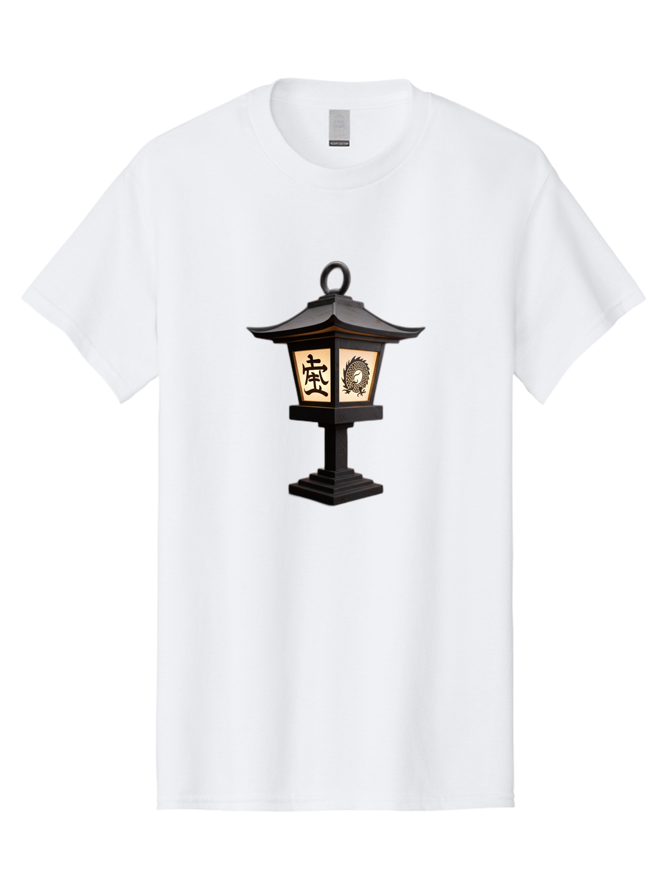 Koi-Lantern Men'S Graphic Tee, 100% Cotton, Comfortable Casual Summer Wear, Machine Washable, Japanese Lantern, Toro Lantern, Asian-Inspired Decor, Oriental Design, Kanji Symbol, Fish Motif, Traditional Lighting, Zen Garden, Pagoda-Style Roof Bad964