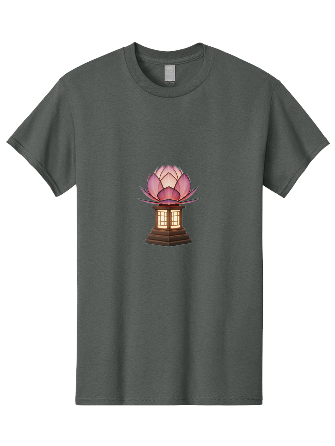 Lotus-Lantern Men'S Graphic Tee, 100% Cotton, Comfortable Casual Summer Wear, Machine Washable, Lotus Flower, Lantern, Peaceful Ambiance, Soft Lighting, Serene Decor, Spiritual Symbol, Zen Inspiration, Floral Design, Tranquil Atmosphere Bad965