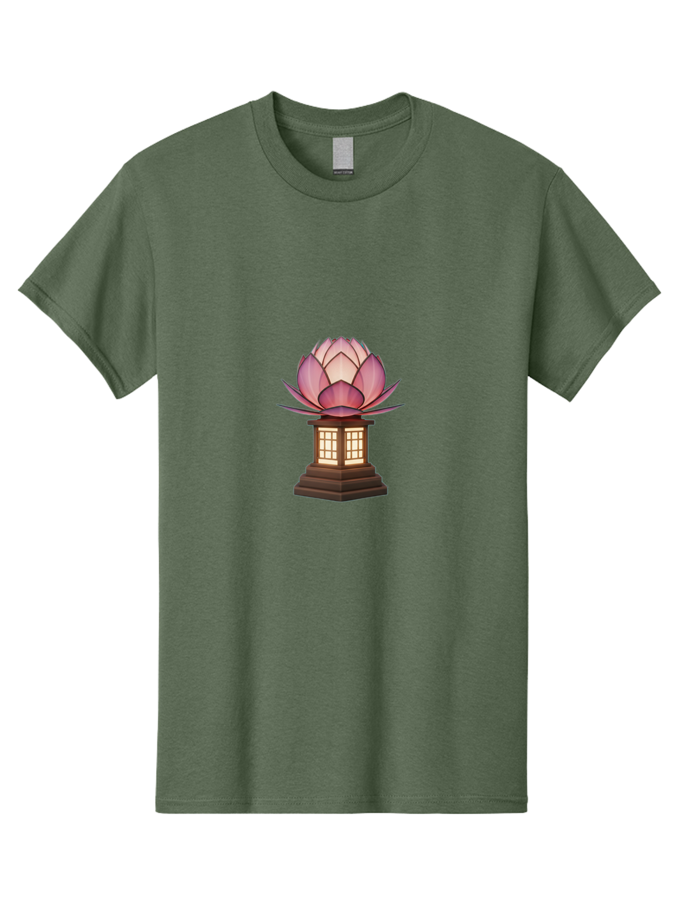 Lotus-Lantern Men'S Graphic Tee, 100% Cotton, Comfortable Casual Summer Wear, Machine Washable, Lotus Flower, Lantern, Peaceful Ambiance, Soft Lighting, Serene Decor, Spiritual Symbol, Zen Inspiration, Floral Design, Tranquil Atmosphere Bad965