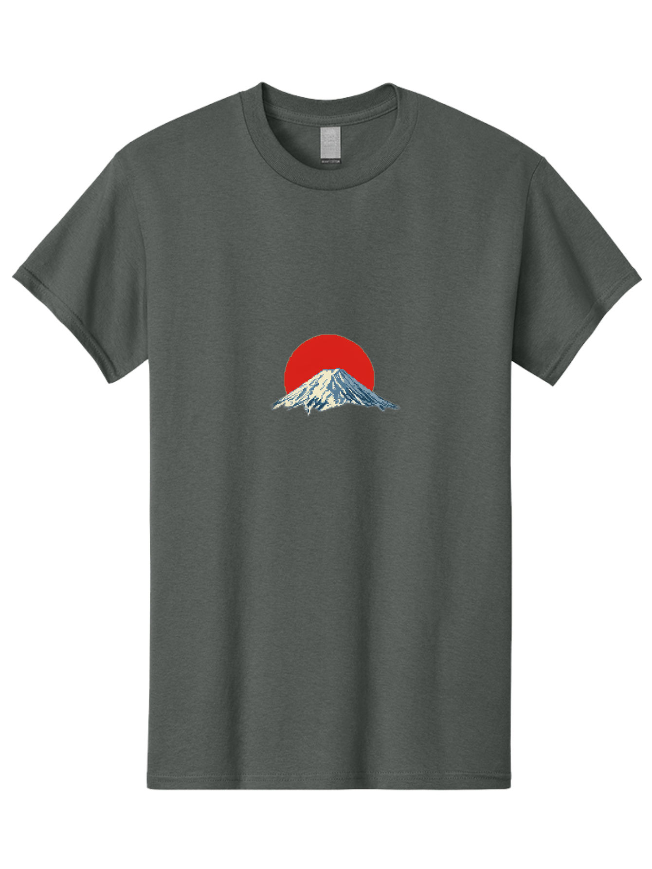 Mount-Fuji-2 Men'S Graphic Tee, 100% Cotton, Comfortable Casual Summer Wear, Machine Washable, Mount Fuji, Japanese Mountain, Red Sun, Serene Landscape, Iconic Peak, Majestic Scenery, Minimalist Art, Simple Design Bad967