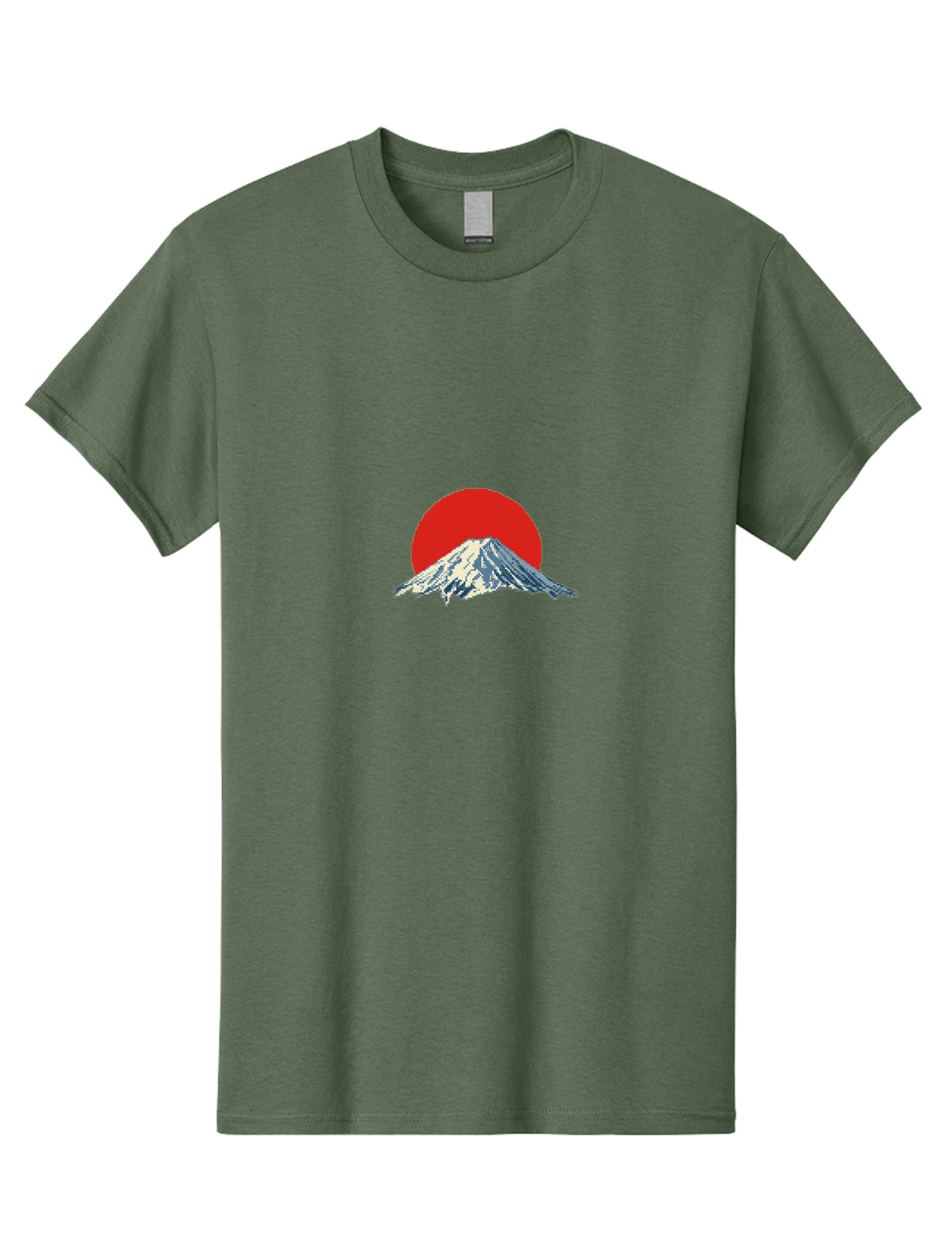 Mount-Fuji-2 Men'S Graphic Tee, 100% Cotton, Comfortable Casual Summer Wear, Machine Washable, Mount Fuji, Japanese Mountain, Red Sun, Serene Landscape, Iconic Peak, Majestic Scenery, Minimalist Art, Simple Design Bad967
