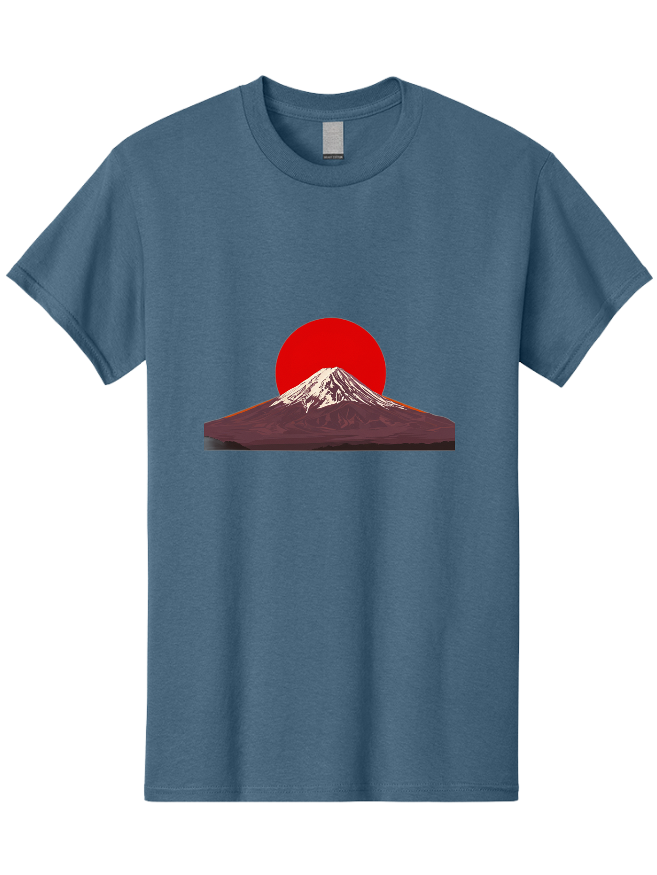 Mount-Fuji-3 Men'S Graphic Tee, 100% Cotton, Comfortable Casual Summer Wear, Machine Washable, Mount Fuji, Red Sun, Japanese Landscape, Minimalist Design, Iconic Mountain, Vibrant Colors, Serene Atmosphere, Graphic Art Bad968