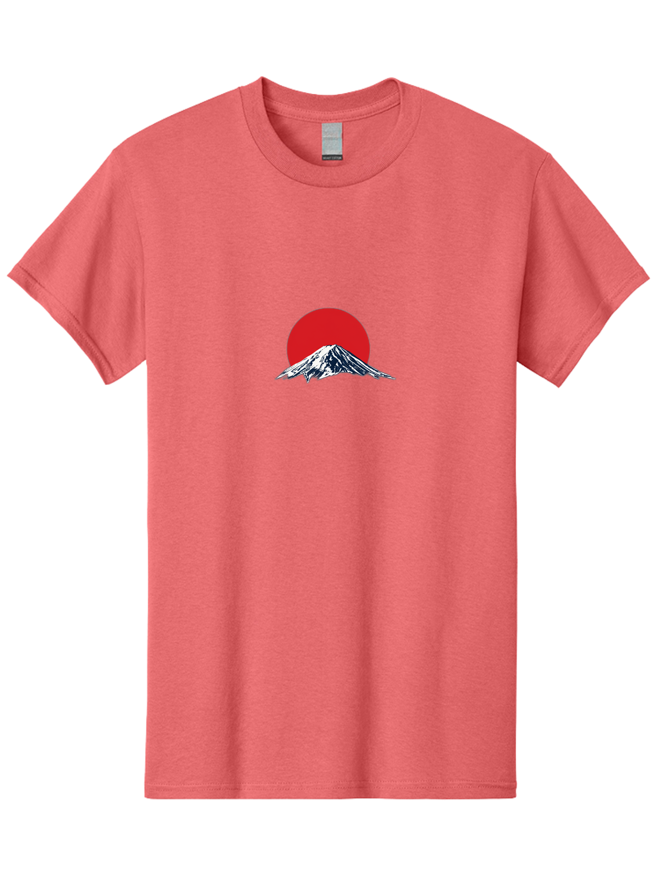 Mount-Fuji-4 Men'S Graphic Tee, 100% Cotton, Comfortable Casual Summer Wear, Machine Washable, Mount Fuji Landscape, Japanese Mountain Scenery, Red Sun, Snow-Capped Peak, Minimalist Design, Iconic Landmark, Serene Atmosphere Bad969