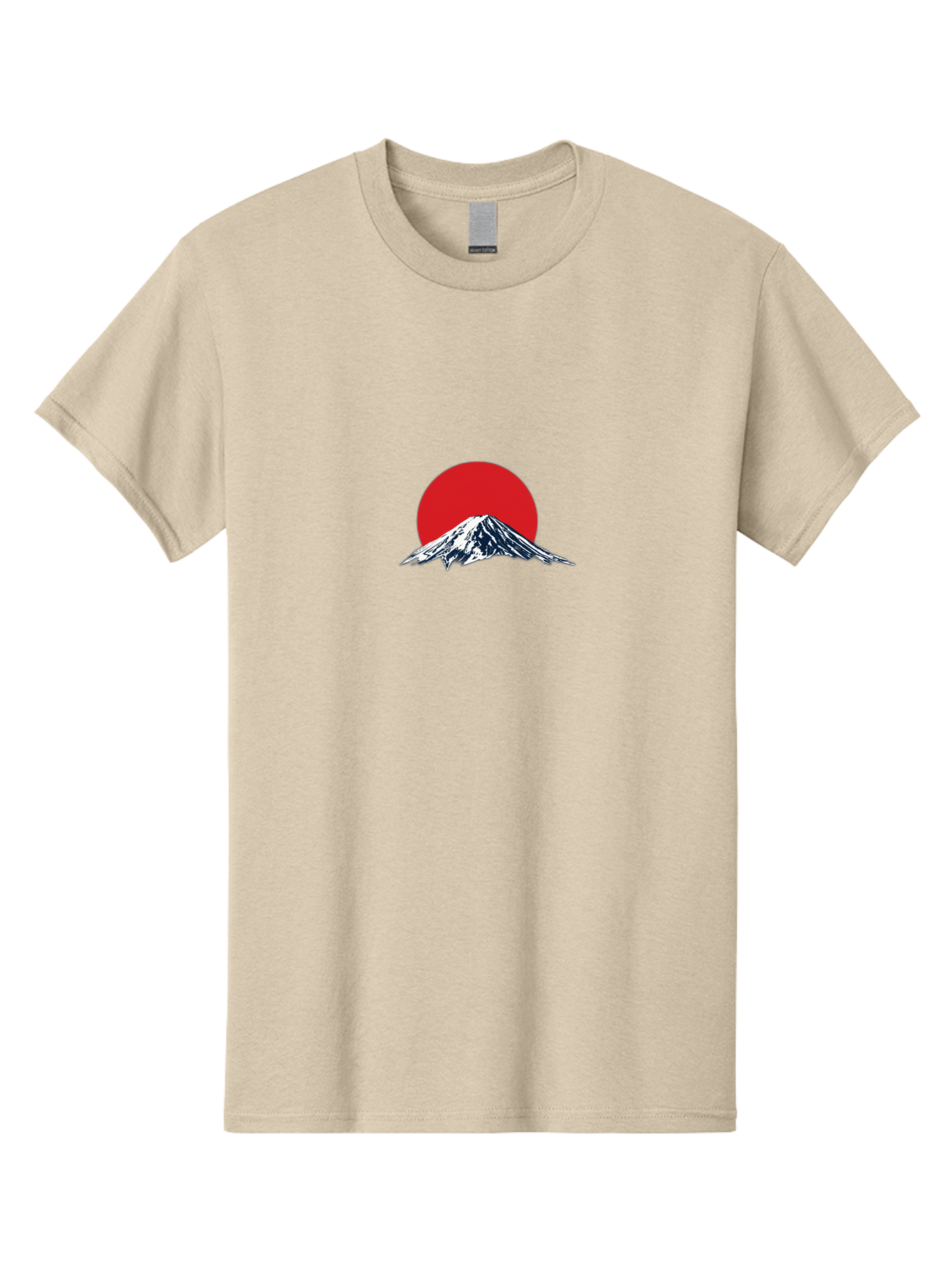 Mount-Fuji-4 Men'S Graphic Tee, 100% Cotton, Comfortable Casual Summer Wear, Machine Washable, Mount Fuji Landscape, Japanese Mountain Scenery, Red Sun, Snow-Capped Peak, Minimalist Design, Iconic Landmark, Serene Atmosphere Bad969