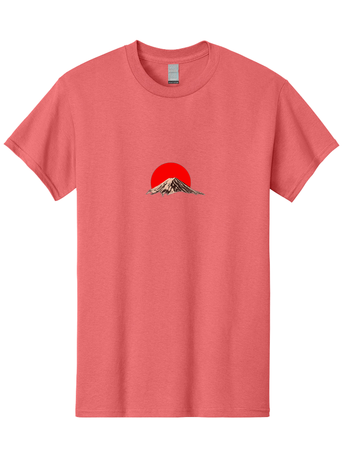 Mount-Fuji-5 Men'S Graphic Tee, 100% Cotton, Comfortable Casual Summer Wear, Machine Washable, Mount Fuji, Japanese Mountain, Iconic Landmark, Red Sun, Serene Landscape, Peaceful Atmosphere, Traditional Japan, Cultural Heritage, Bad970