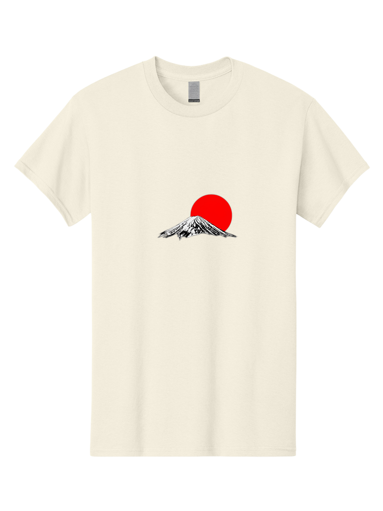Mount-Fuji-6 Men'S Graphic Tee, 100% Cotton, Comfortable Casual Summer Wear, Machine Washable, Mount Fuji Illustration, Red Sun, Minimalist Design, Japanese Culture, Iconic Landmarks, Black And White Graphics, Simple Shapes, Bold Colors, Bad971