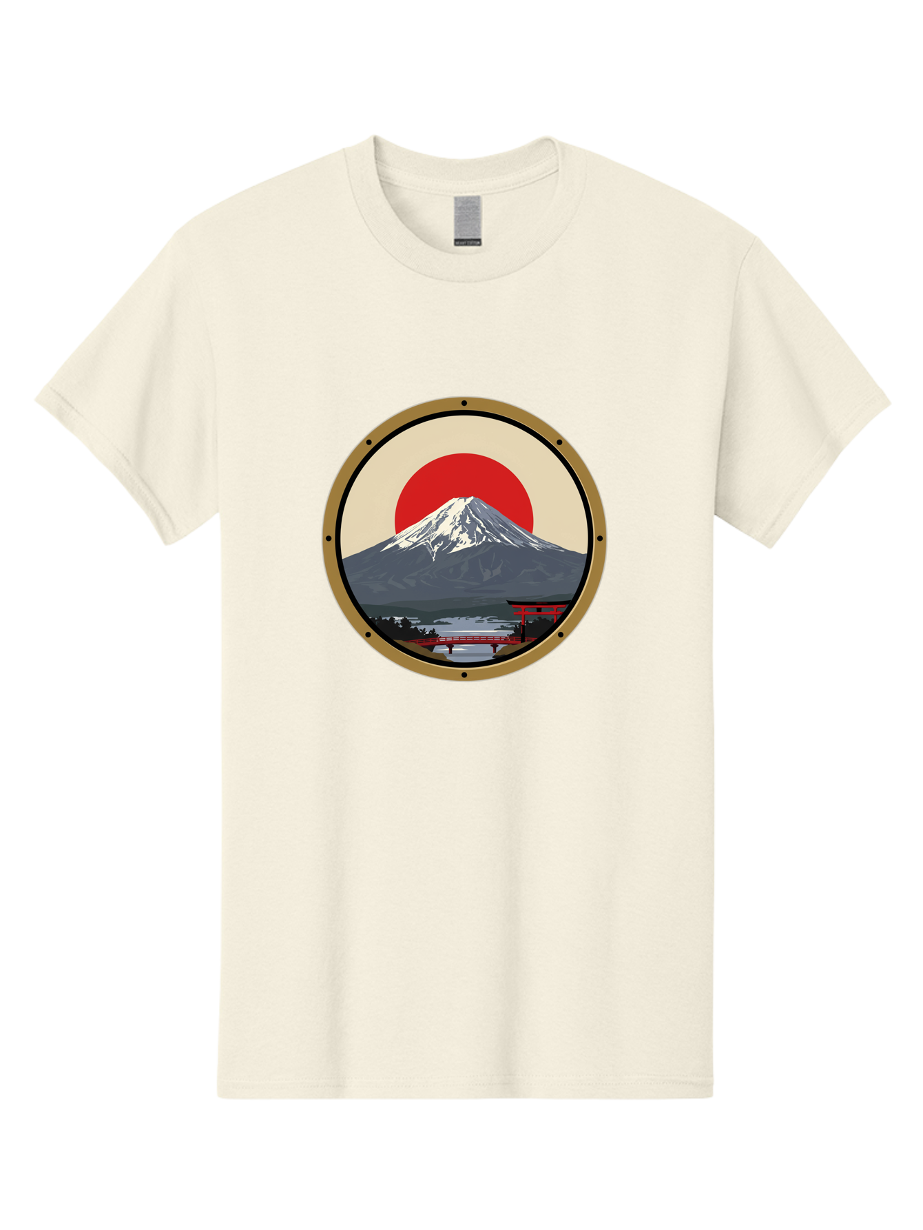 Mount-Fuji-8 Men'S Graphic Tee, 100% Cotton, Comfortable Casual Summer Wear, Machine Washable, Mount Fuji Landscape, Red Torii Gate, Serene Lake, Japanese Scenery, Red Bridge, Sunrise, Iconic Landmark, Beautiful Mountain Bad973