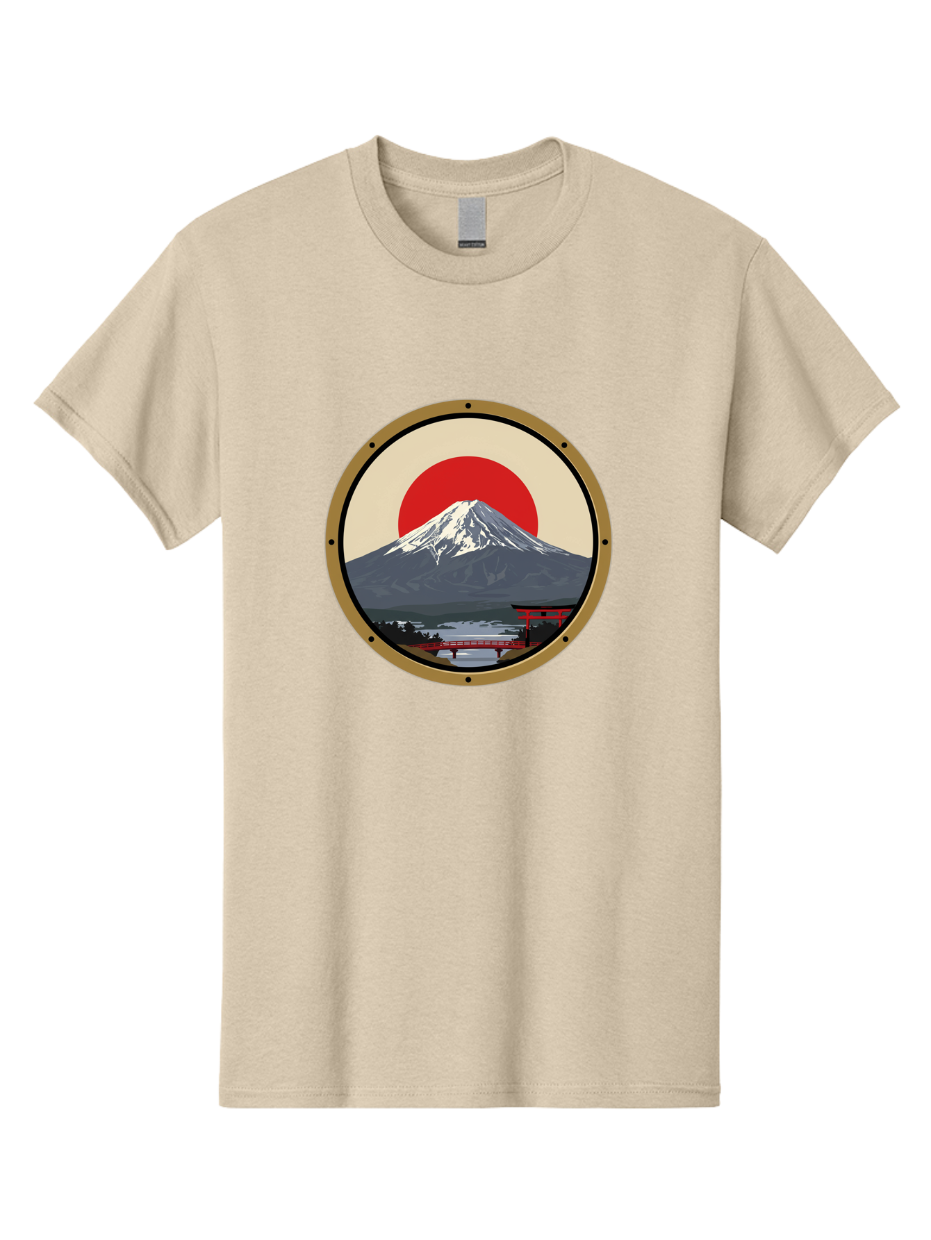 Mount-Fuji-8 Men'S Graphic Tee, 100% Cotton, Comfortable Casual Summer Wear, Machine Washable, Mount Fuji Landscape, Red Torii Gate, Serene Lake, Japanese Scenery, Red Bridge, Sunrise, Iconic Landmark, Beautiful Mountain Bad973