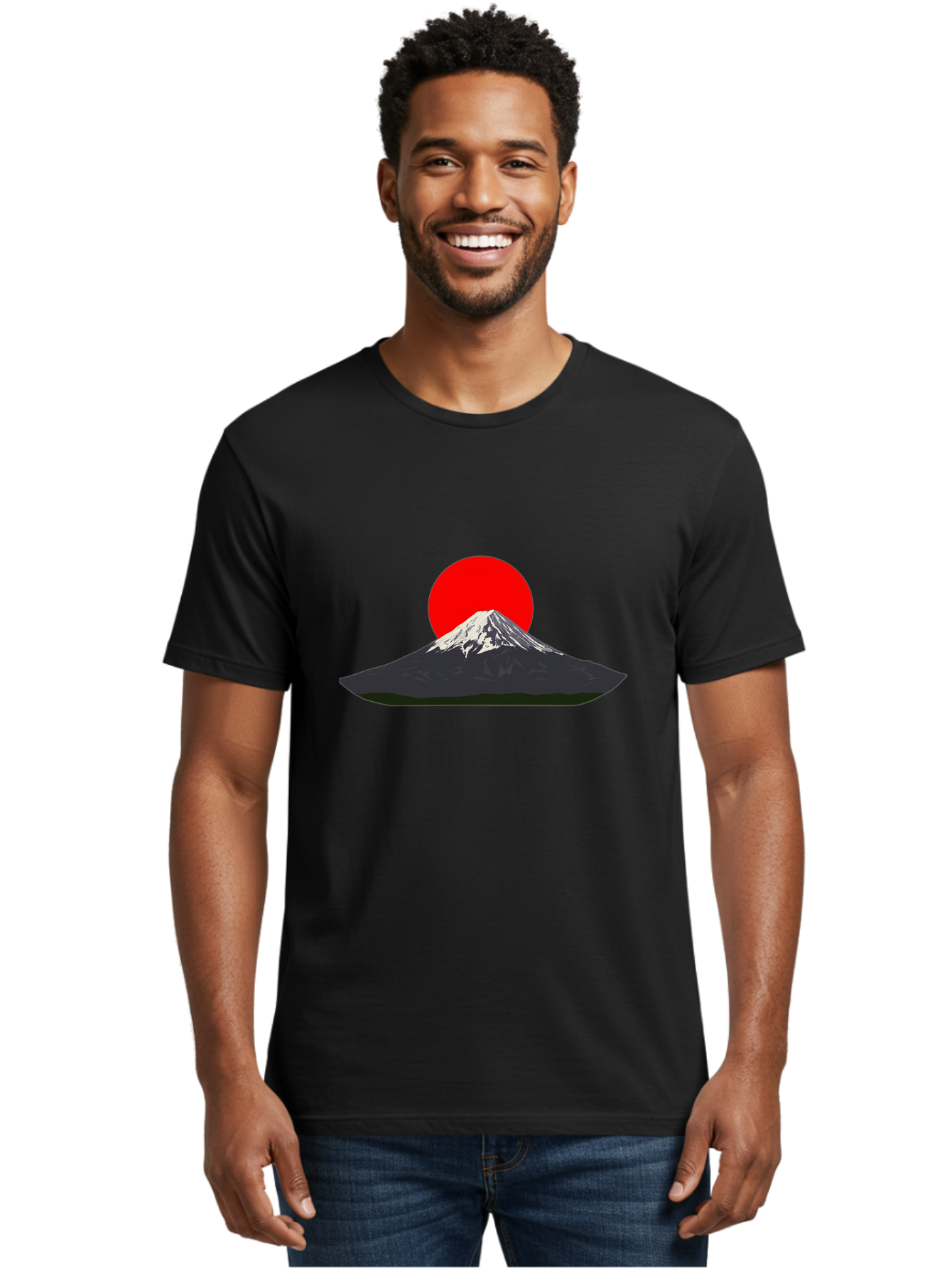 Mount-Fuji-9 Men'S Graphic Tee, 100% Cotton, Comfortable Casual Summer Wear, Machine Washable, Mount Fuji Silhouette, Red Sun, Japanese Landscape, Minimalist Design, Iconic Mountain, Serene Atmosphere, Cultural Symbol, Japan Tourism Bad974