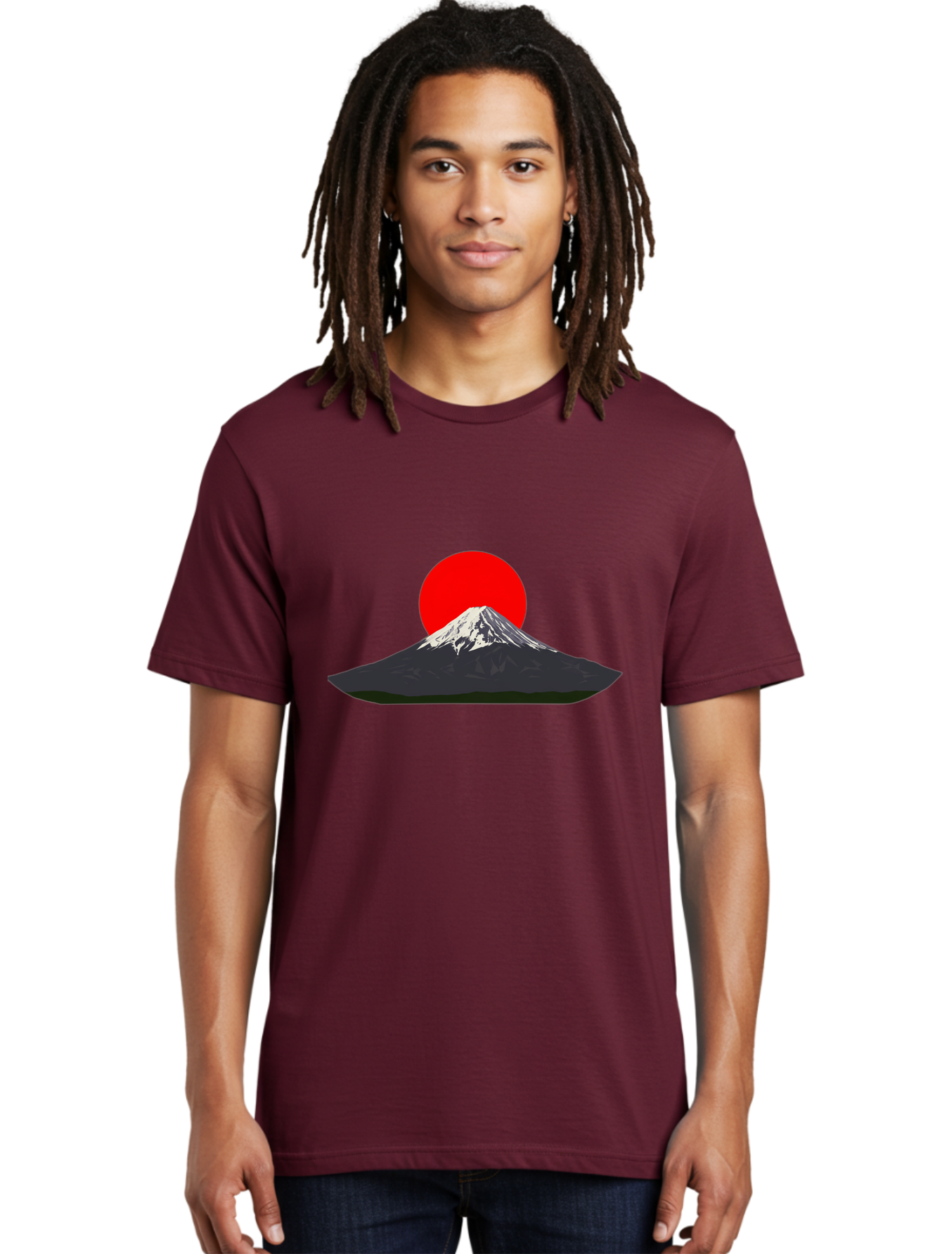 Mount-Fuji-9 Men'S Graphic Tee, 100% Cotton, Comfortable Casual Summer Wear, Machine Washable, Mount Fuji Silhouette, Red Sun, Japanese Landscape, Minimalist Design, Iconic Mountain, Serene Atmosphere, Cultural Symbol, Japan Tourism Bad974
