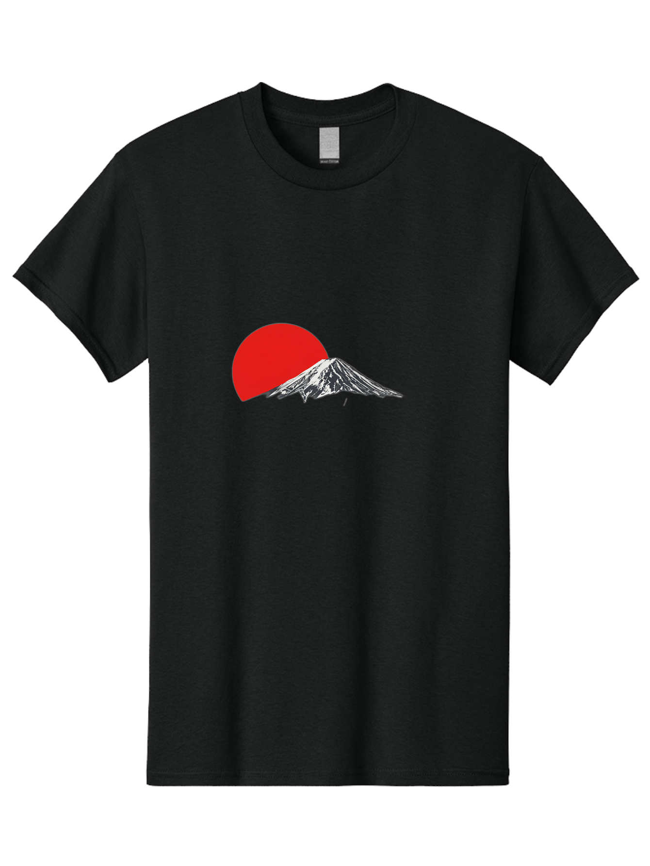 Mount-Fuji-Sunset Men'S Graphic Tee, 100% Cotton, Comfortable Casual Summer Wear, Machine Washable, Mount Fuji Landscape, Red Sun, Mountain Scenery, Serene Landscape, Japanese Culture, Iconic Landmark, Minimalist Design, Simple Art Bad976