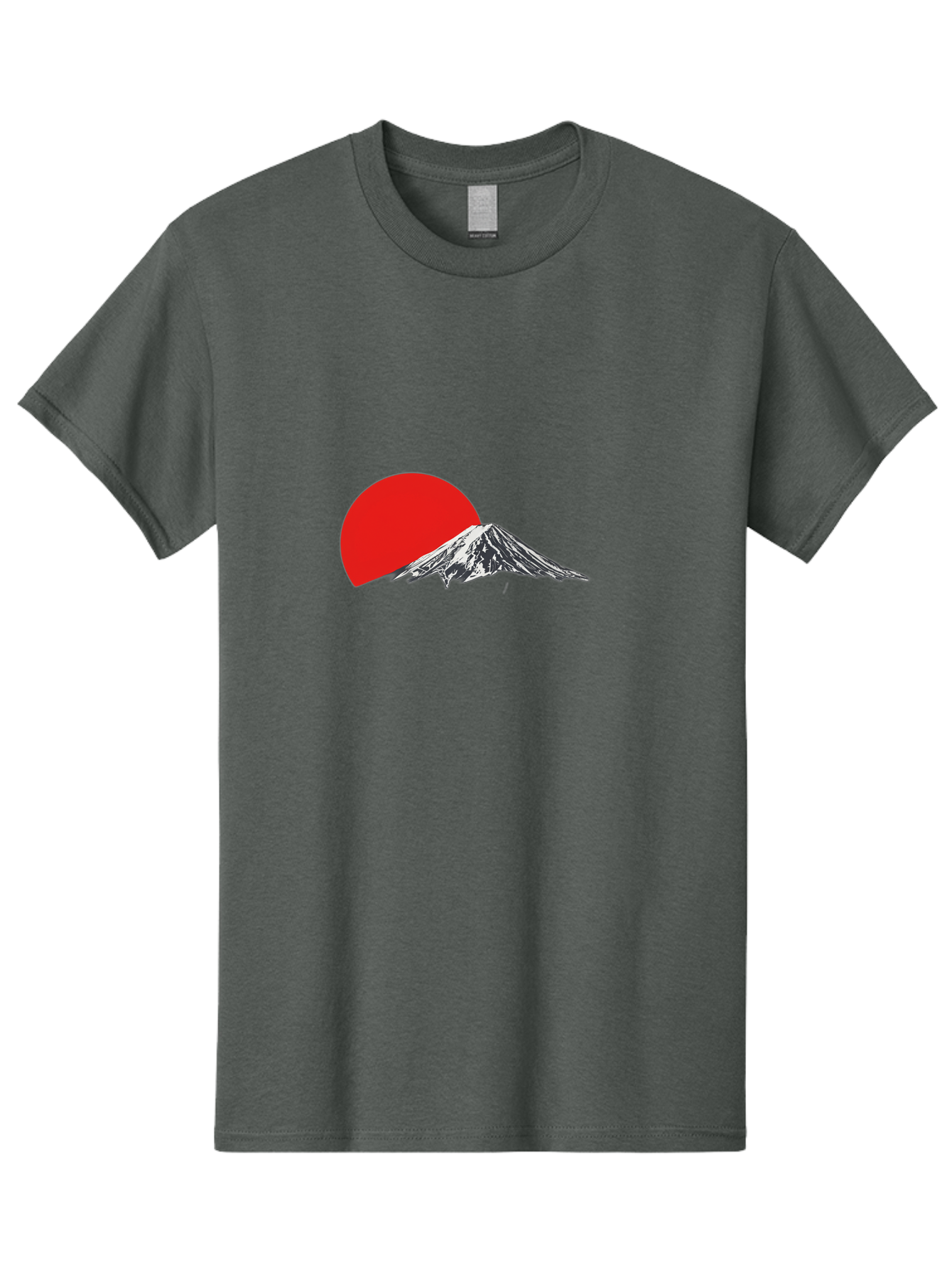 Mount-Fuji-Sunset Men'S Graphic Tee, 100% Cotton, Comfortable Casual Summer Wear, Machine Washable, Mount Fuji Landscape, Red Sun, Mountain Scenery, Serene Landscape, Japanese Culture, Iconic Landmark, Minimalist Design, Simple Art Bad976