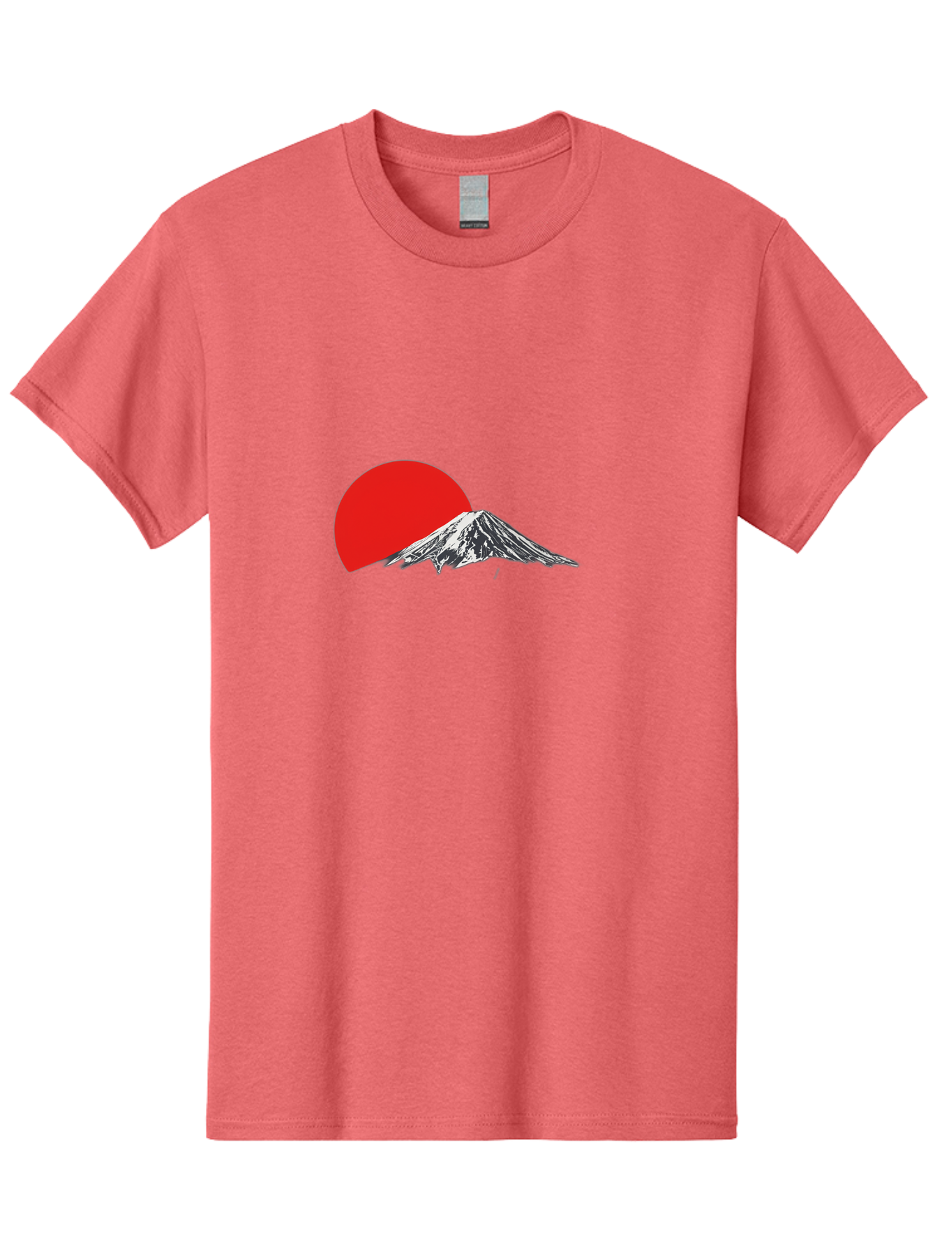 Mount-Fuji-Sunset Men'S Graphic Tee, 100% Cotton, Comfortable Casual Summer Wear, Machine Washable, Mount Fuji Landscape, Red Sun, Mountain Scenery, Serene Landscape, Japanese Culture, Iconic Landmark, Minimalist Design, Simple Art Bad976