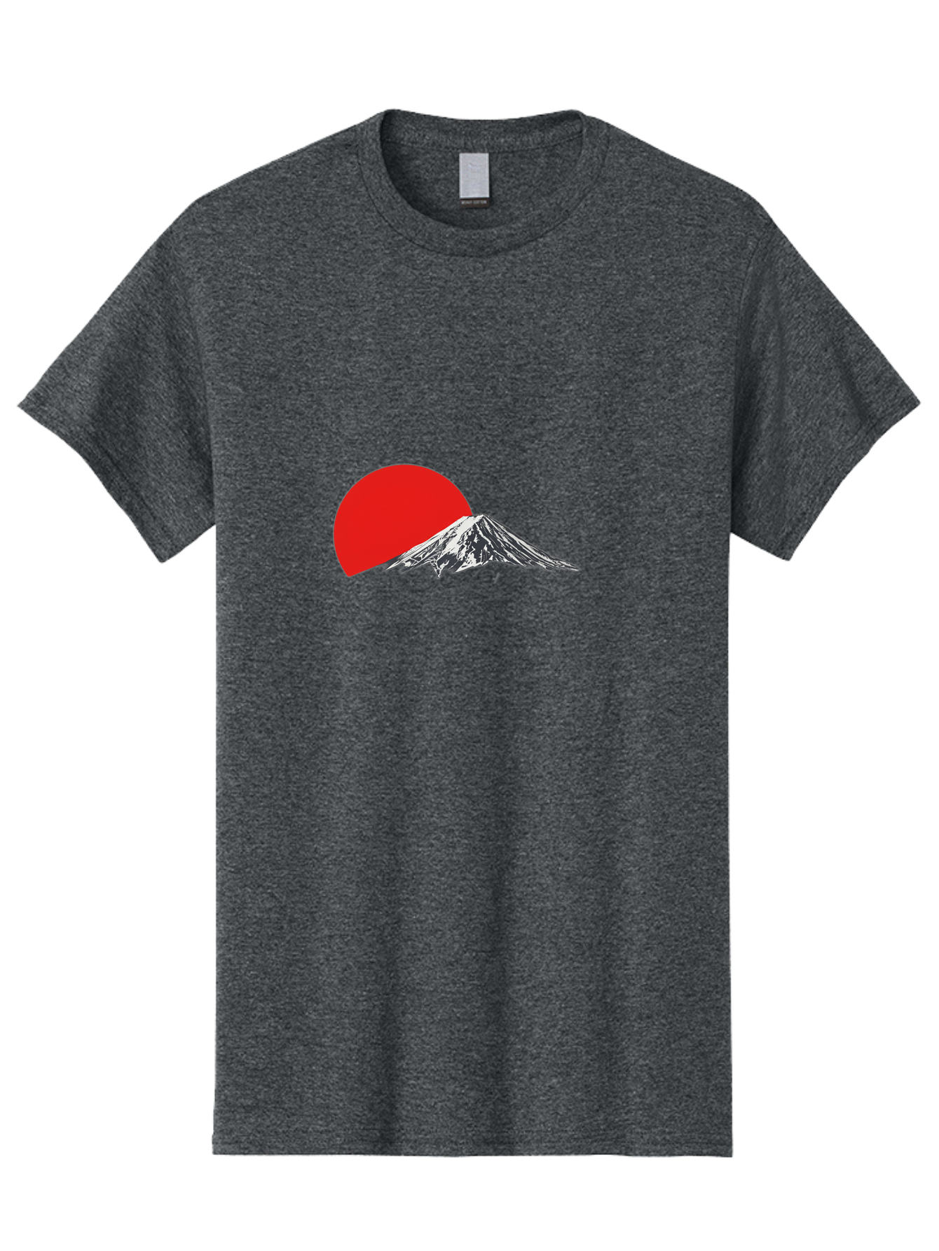 Mount-Fuji-Sunset Men'S Graphic Tee, 100% Cotton, Comfortable Casual Summer Wear, Machine Washable, Mount Fuji Landscape, Red Sun, Mountain Scenery, Serene Landscape, Japanese Culture, Iconic Landmark, Minimalist Design, Simple Art Bad976