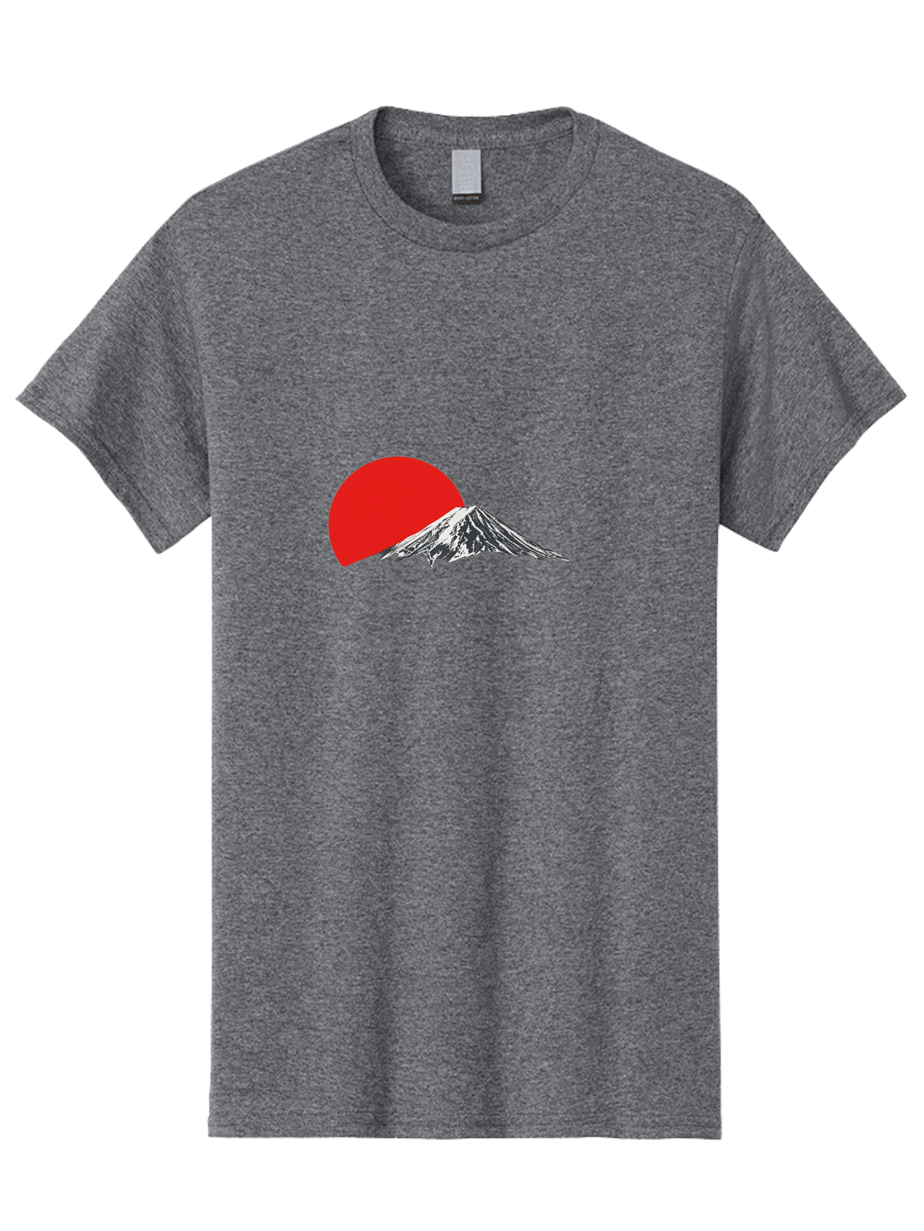 Mount-Fuji-Sunset Men'S Graphic Tee, 100% Cotton, Comfortable Casual Summer Wear, Machine Washable, Mount Fuji Landscape, Red Sun, Mountain Scenery, Serene Landscape, Japanese Culture, Iconic Landmark, Minimalist Design, Simple Art Bad976