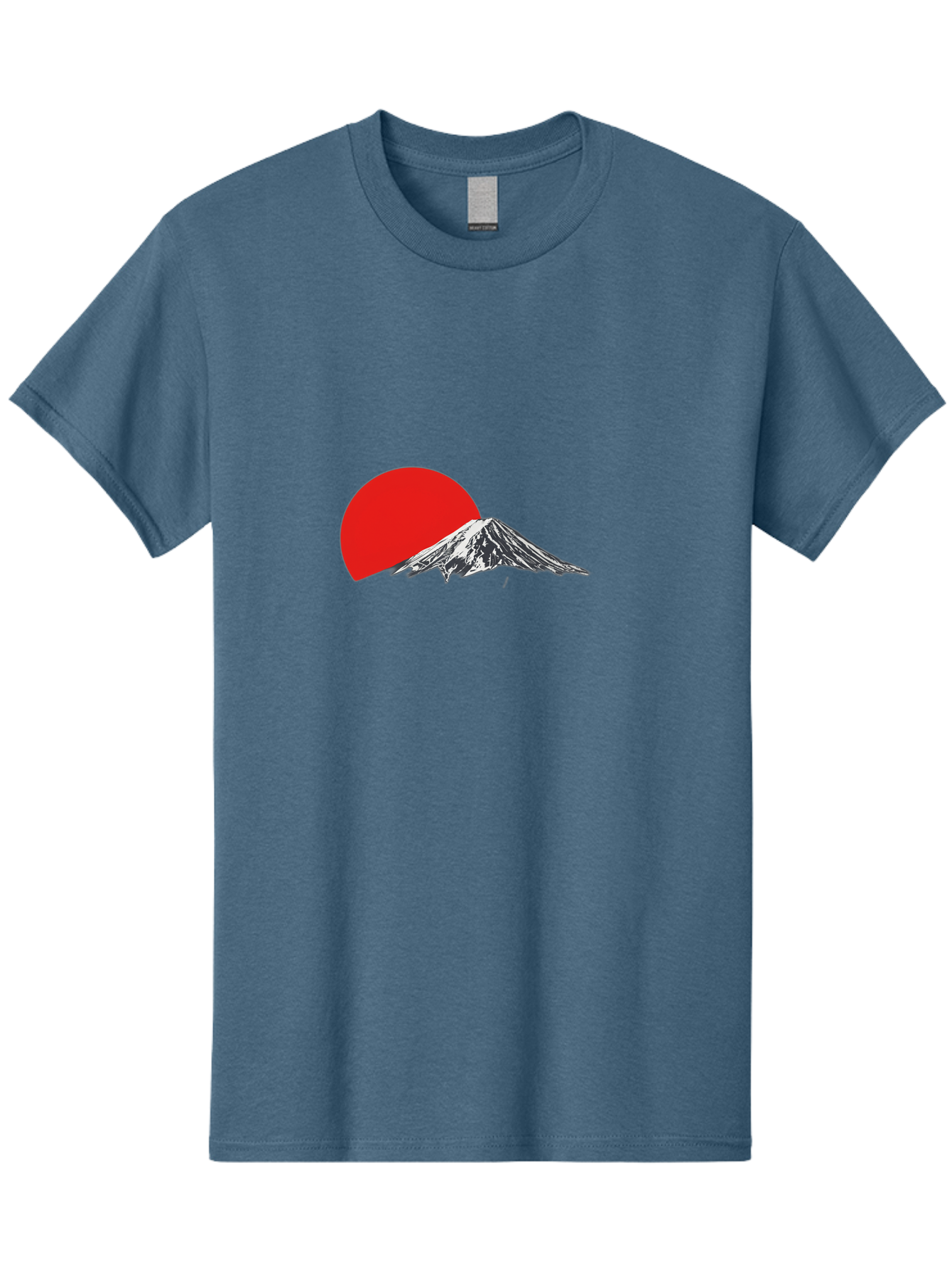 Mount-Fuji-Sunset Men'S Graphic Tee, 100% Cotton, Comfortable Casual Summer Wear, Machine Washable, Mount Fuji Landscape, Red Sun, Mountain Scenery, Serene Landscape, Japanese Culture, Iconic Landmark, Minimalist Design, Simple Art Bad976