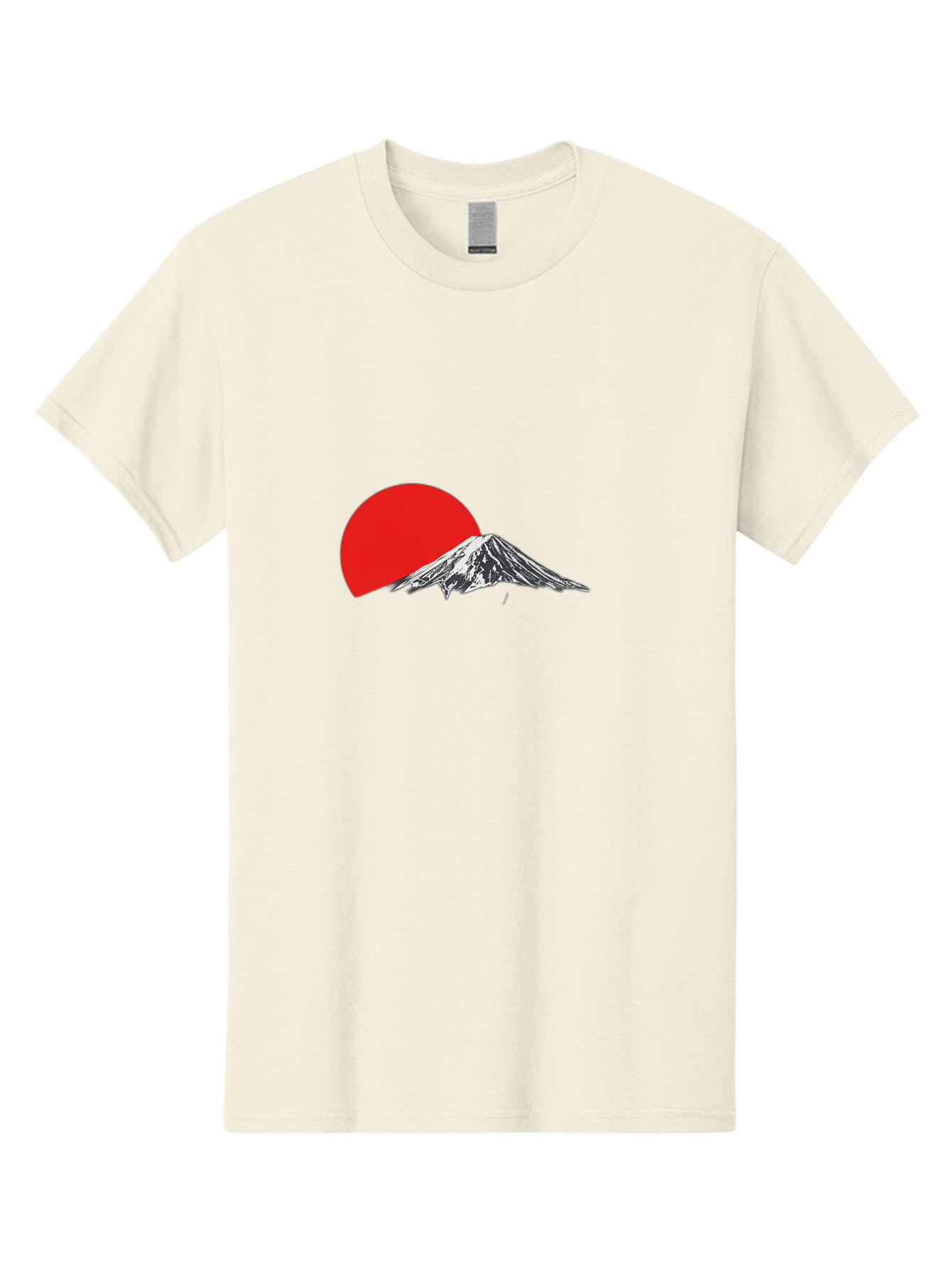 Mount-Fuji-Sunset Men'S Graphic Tee, 100% Cotton, Comfortable Casual Summer Wear, Machine Washable, Mount Fuji Landscape, Red Sun, Mountain Scenery, Serene Landscape, Japanese Culture, Iconic Landmark, Minimalist Design, Simple Art Bad976